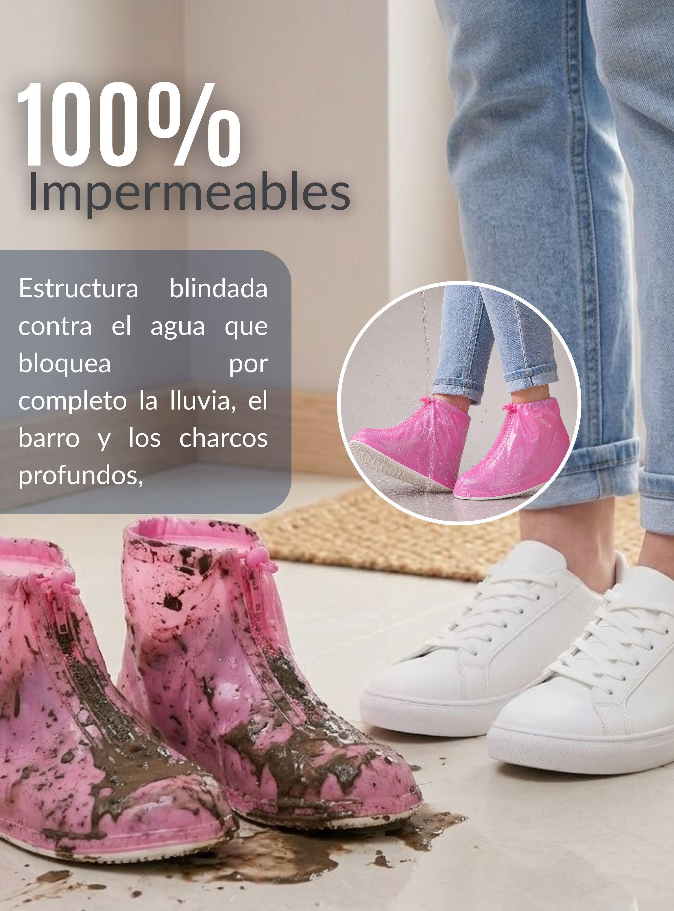 Fundas Cubre Calzado Impermeables Aislante Lluvia Rosado 1 Par-5