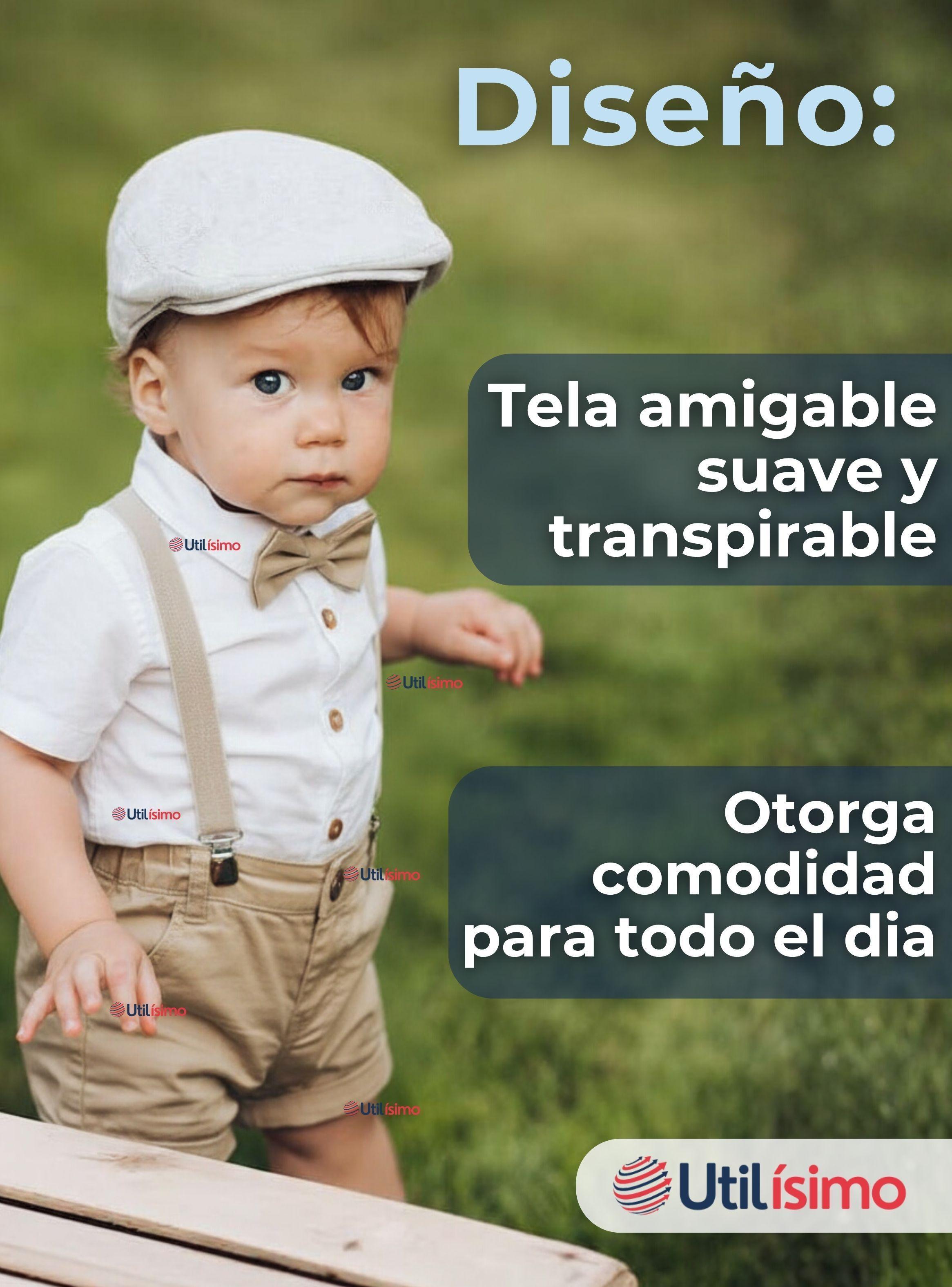 Conjunto De Vestir Con Tirantes Camisa Short Algodón Bebes Beige-6