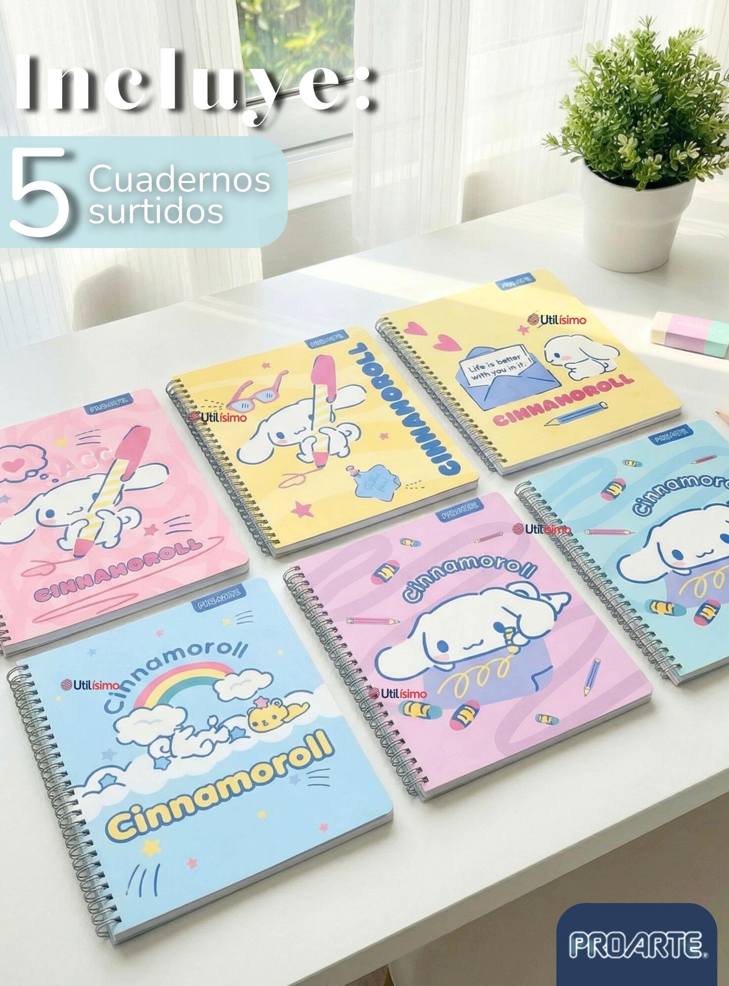 Pack 5 Cuadernos Universitarios Cinnamoroll 100 Hojas Proarte Diseños Surtidos-2