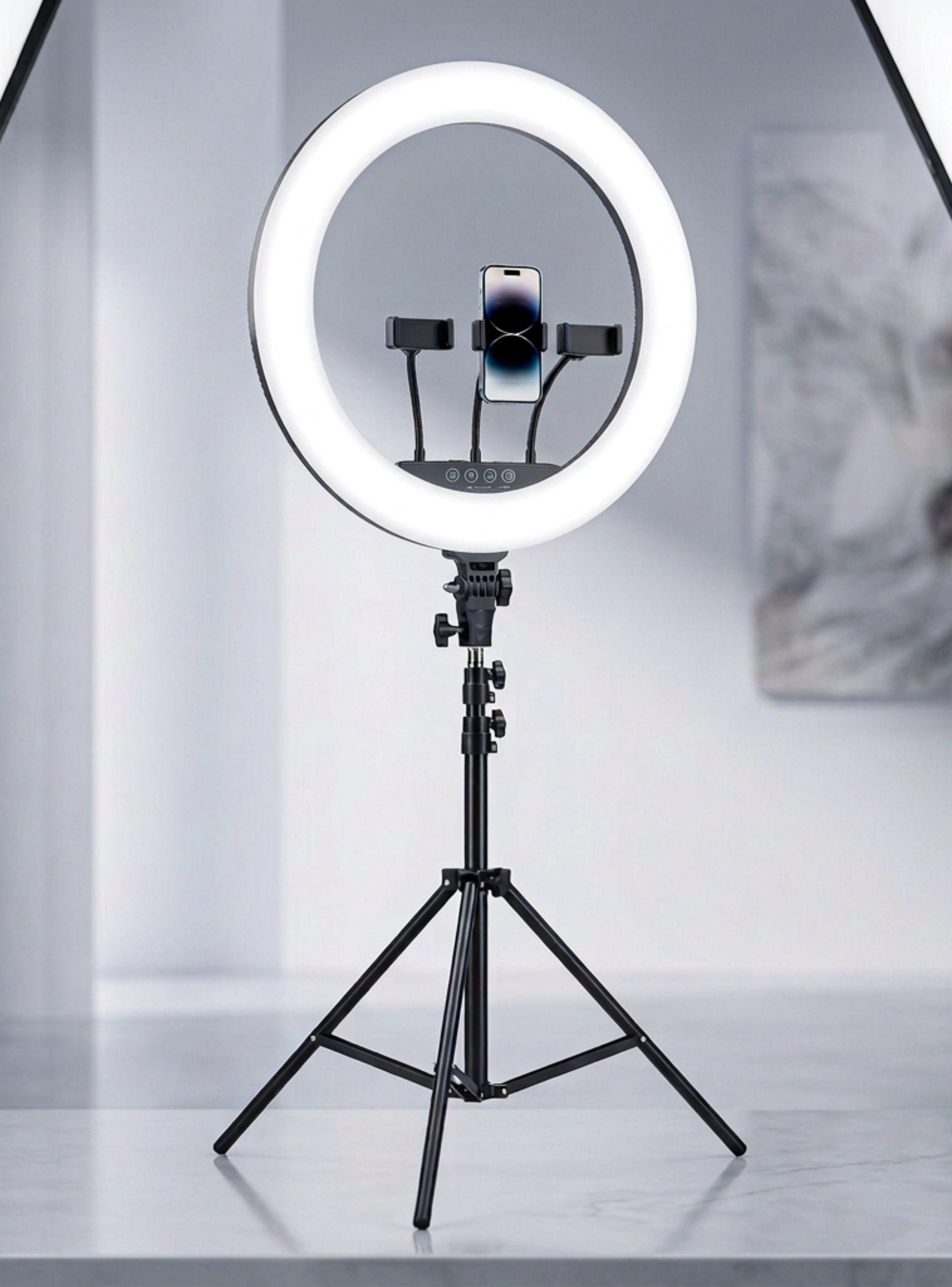 Aro De Luz Profesional 45 CM Trípode Ajustable Soporte Para Teléfono-0