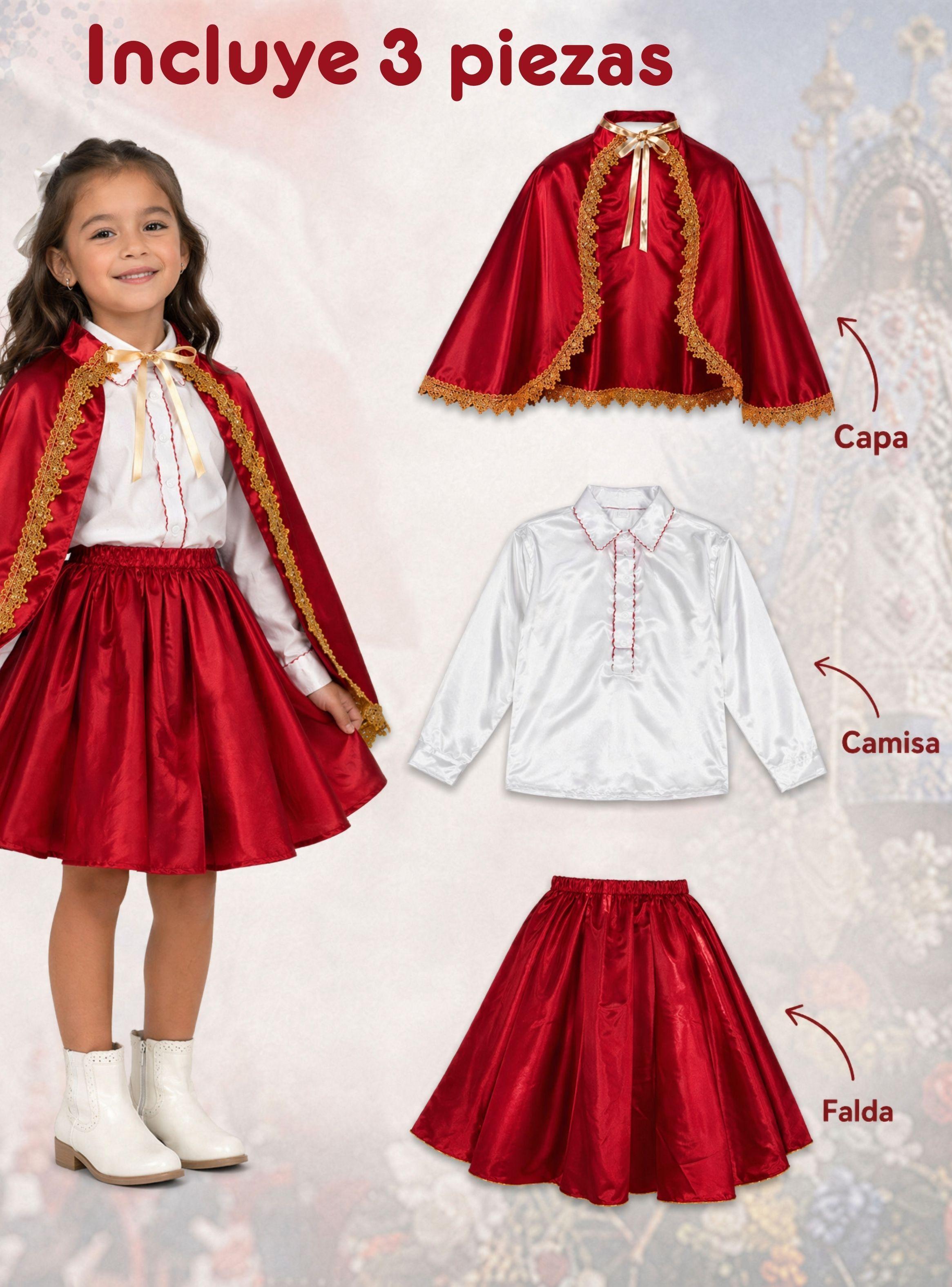 Traje Tirana Diablada 3 Piezas Rojo Niña Bailes Típico Fiestas Patrias-2