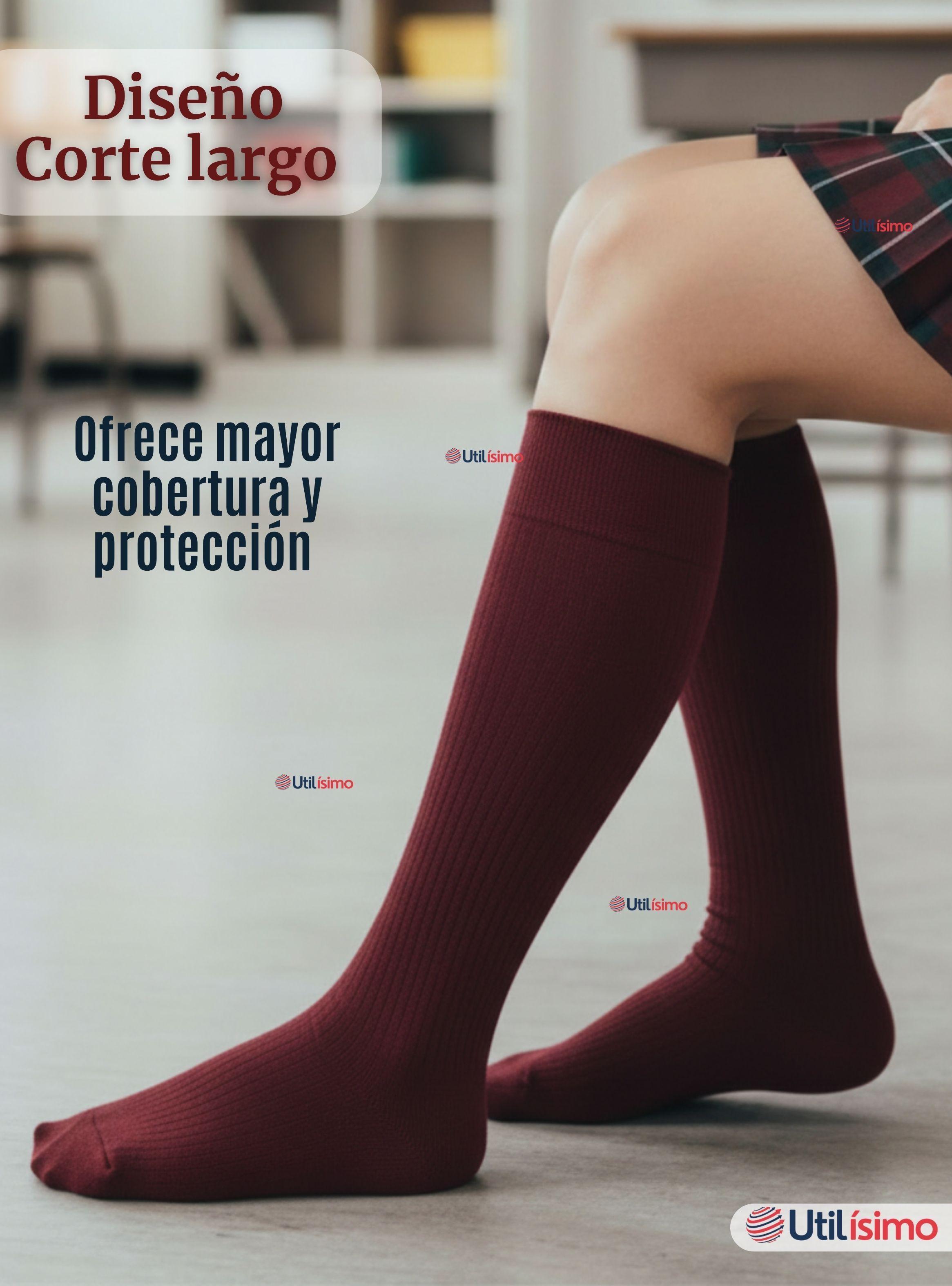 Pack 6 Calcetínes Escolares Largo Acrílico Burdeo para Niñas y Juvenil Color Vino-5