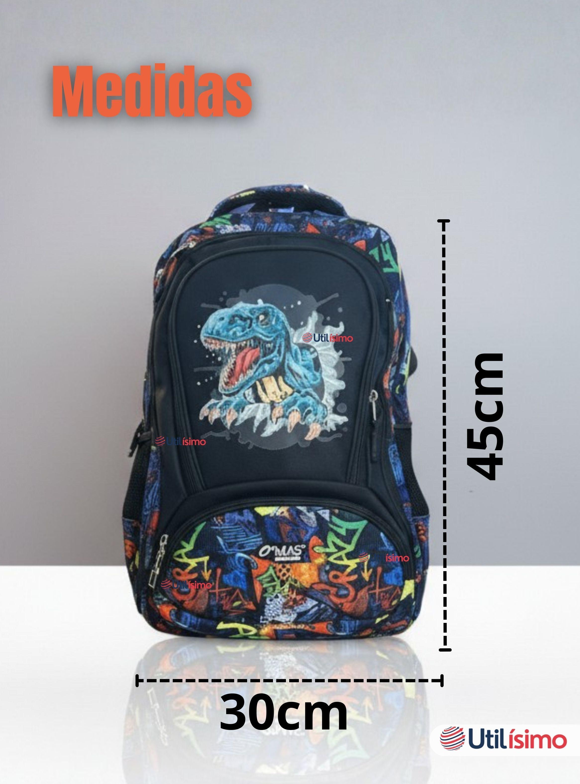 Mochila Escolar Kit + Estuche + Lonchera 45 cm Tela Oxford Dinosaurio para Niños-3