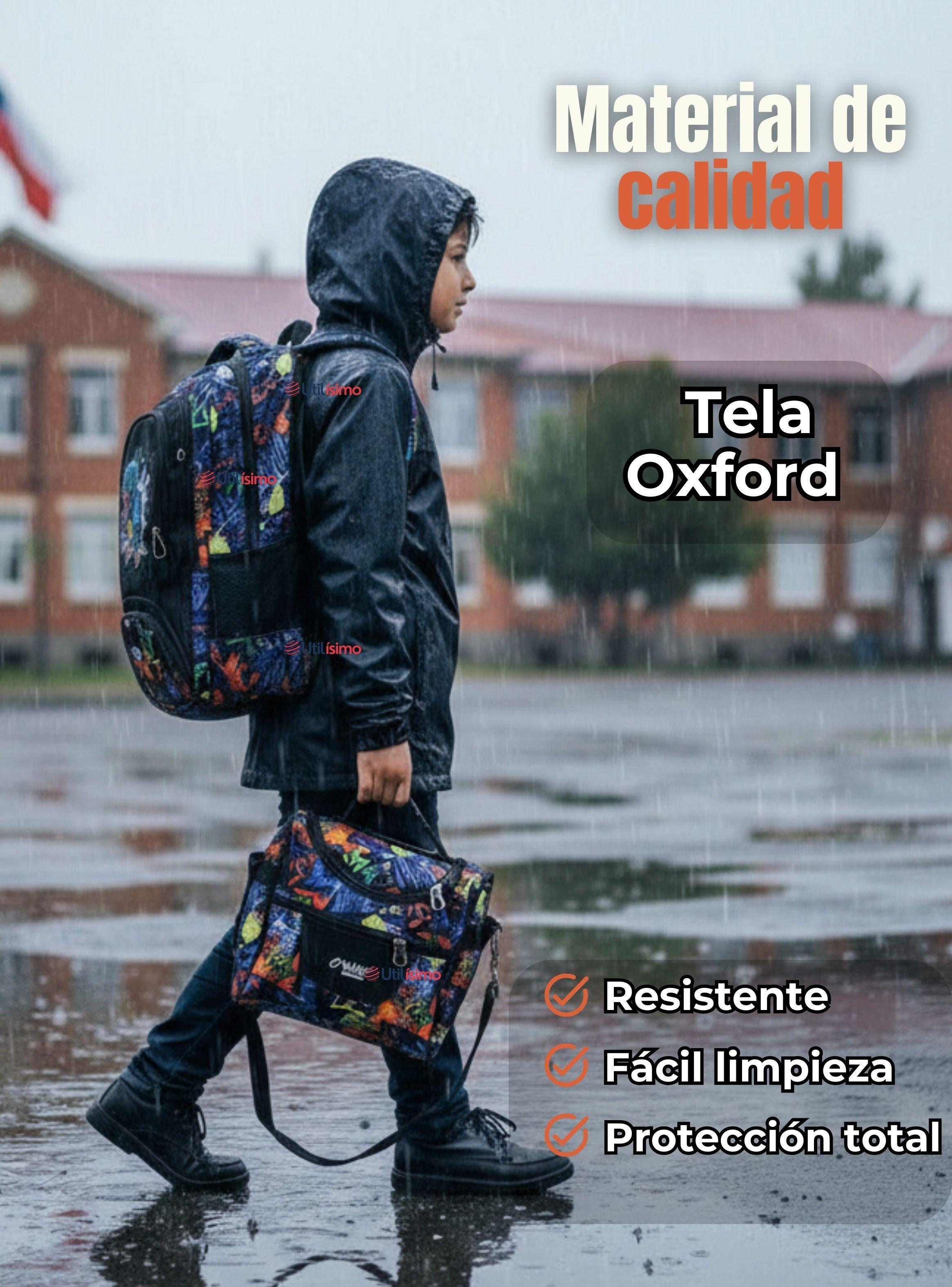 Mochila Escolar Kit + Estuche + Lonchera 45 cm Tela Oxford Dinosaurio para Niños-6