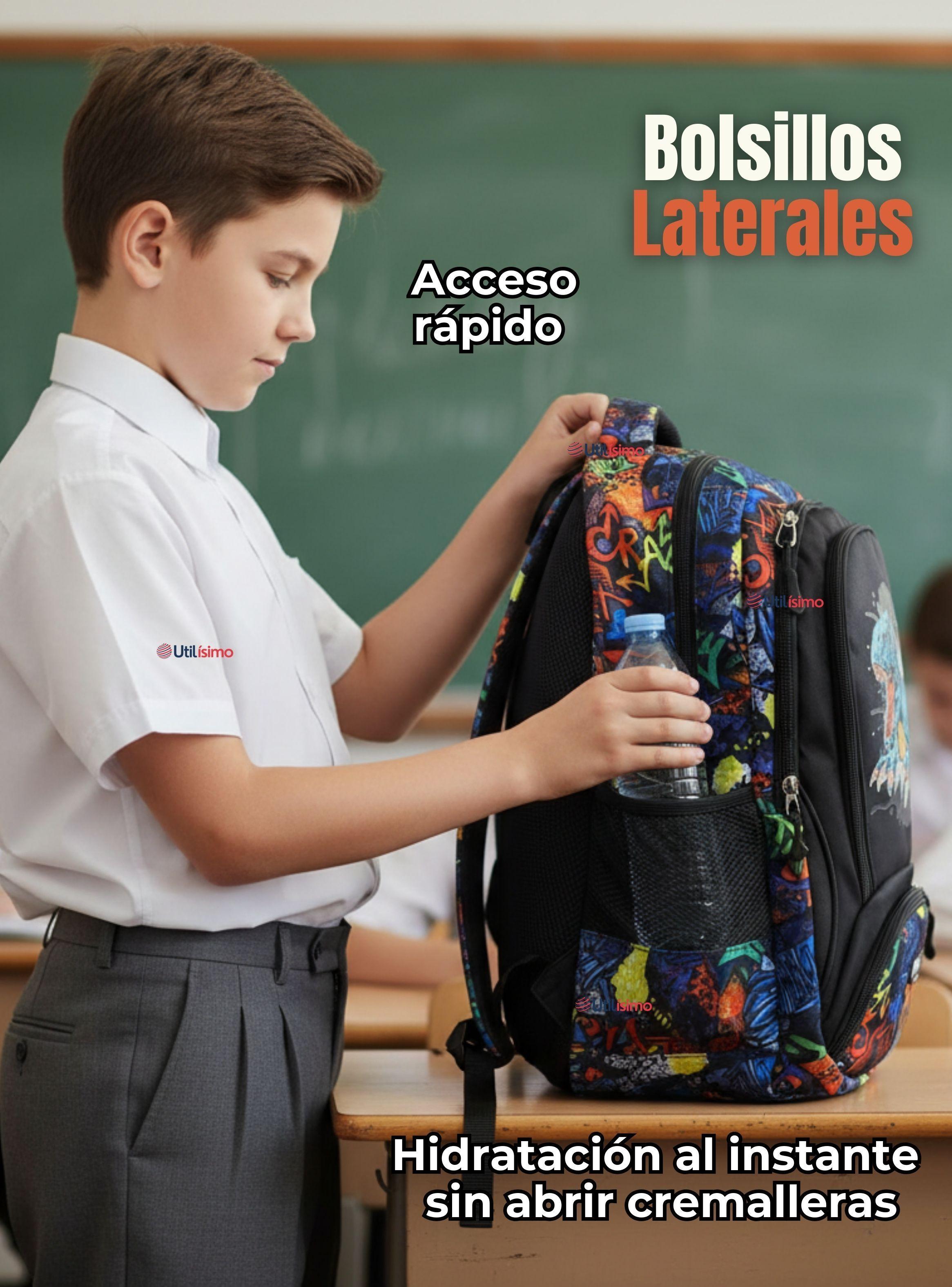 Mochila Escolar Kit + Estuche + Lonchera 45 cm Tela Oxford Dinosaurio para Niños-7