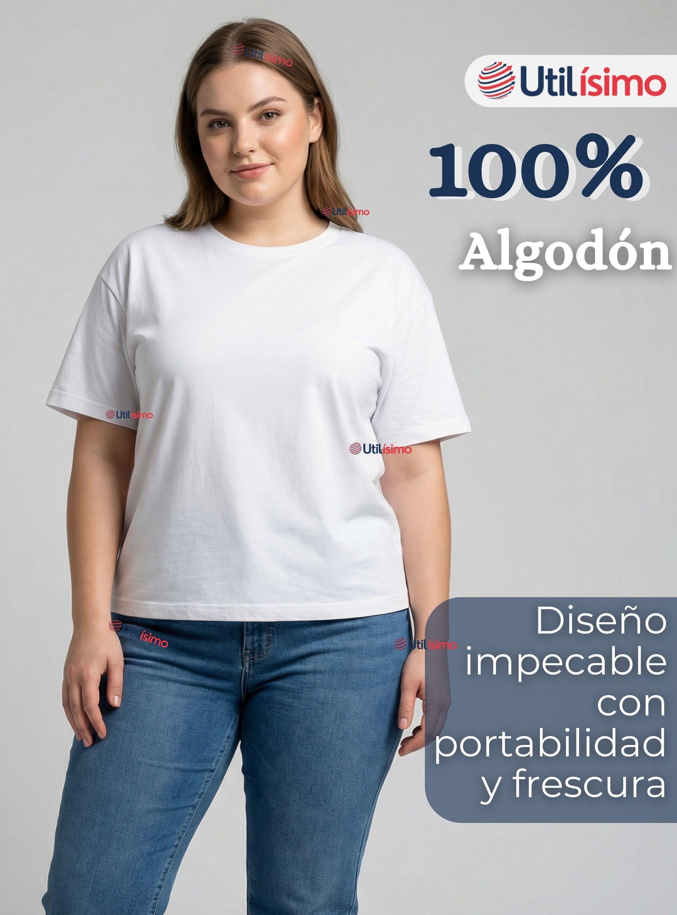 Pack 6 Camisetas Poleras 100% Algodón Básica Lisa Elástica para Mujer Blanco-1