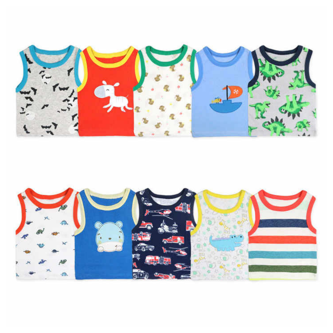 Pack 5 Poleras De Algodón Sin Manga Bebés Tedmimak-1
