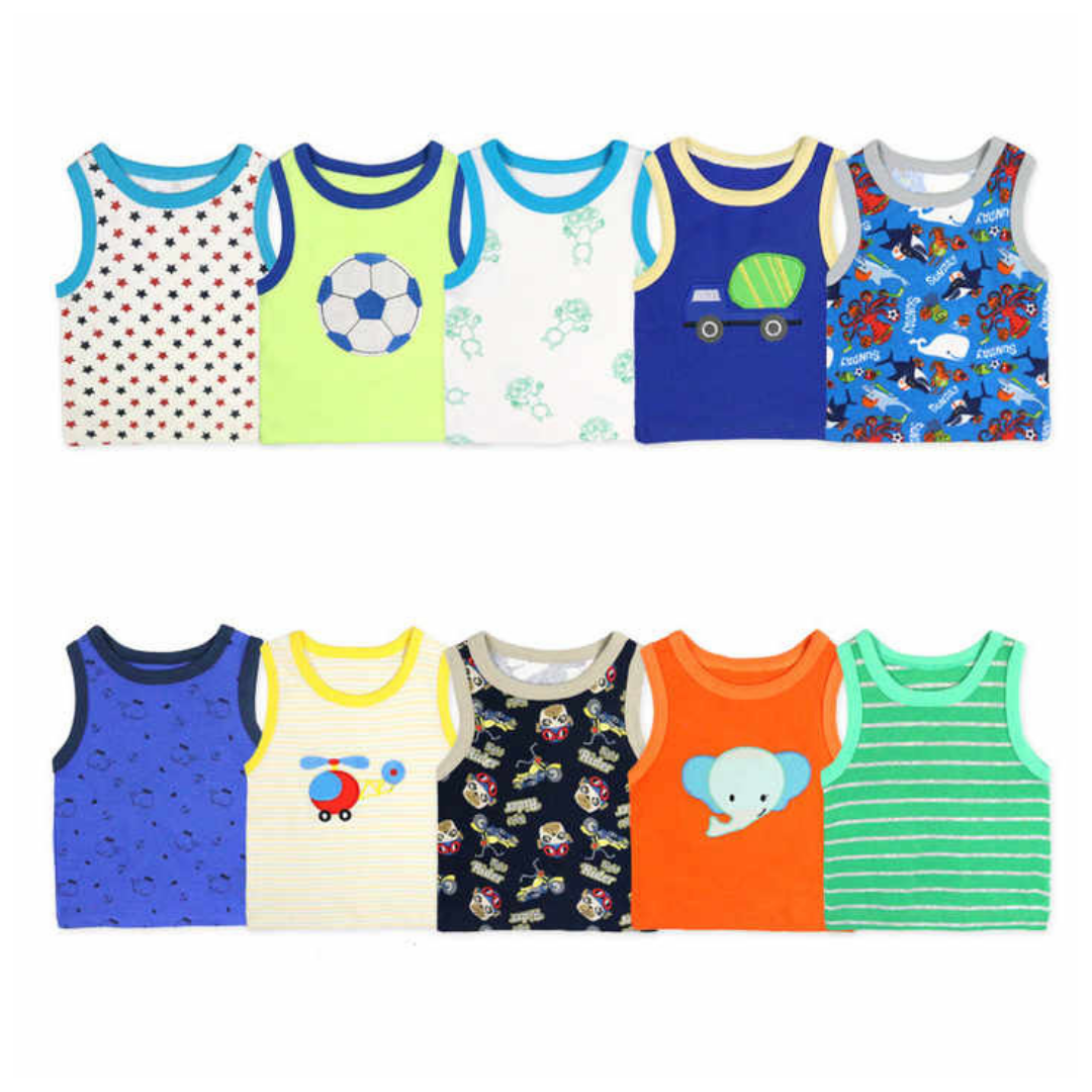 Pack 5 Poleras De Algodón Sin Manga Bebés Tedmimak-2