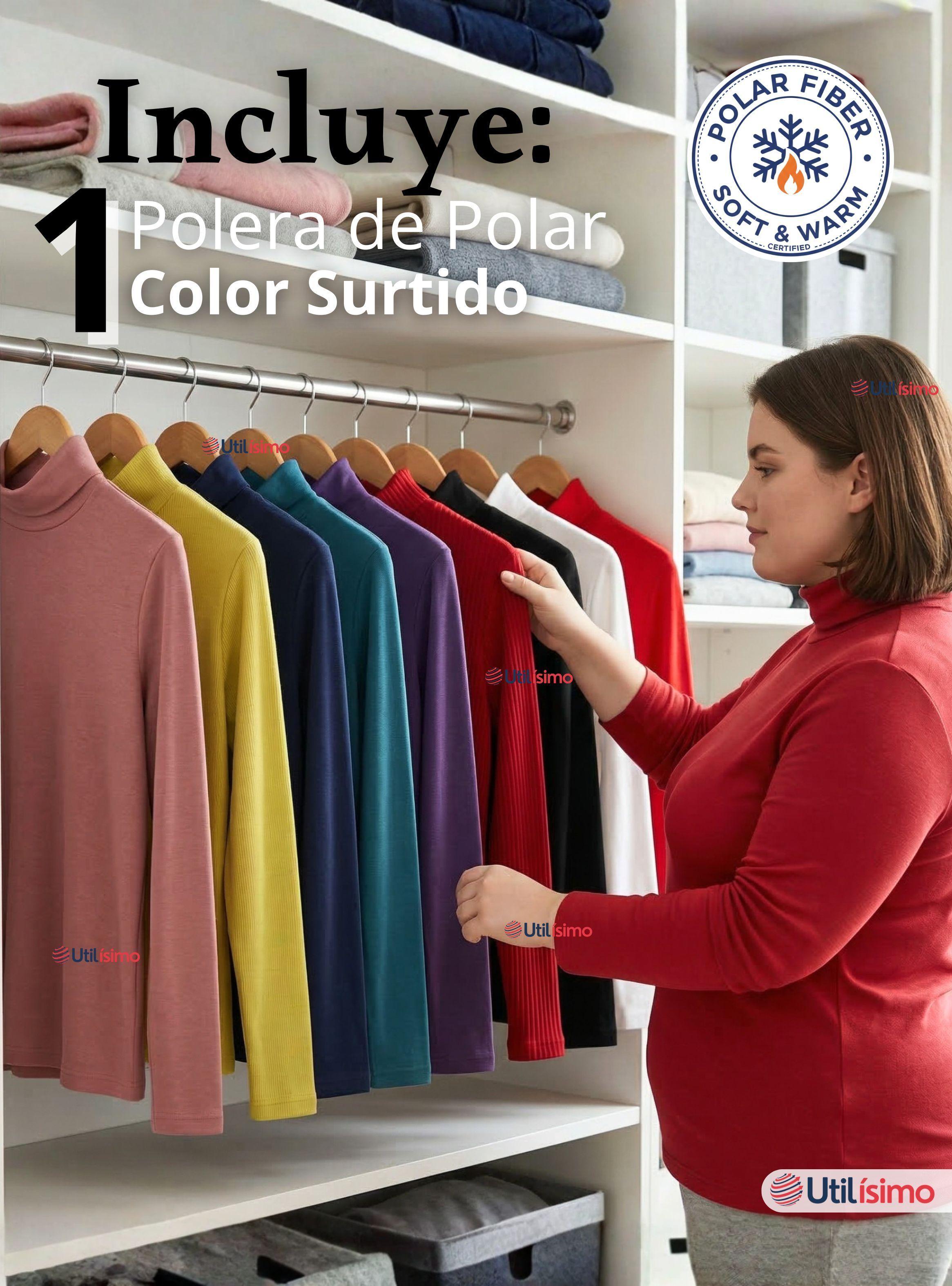Camiseta Polera Polar Primera Capa Cuello Beatle Manga Larga de Colores Surtidos para Mujer-2