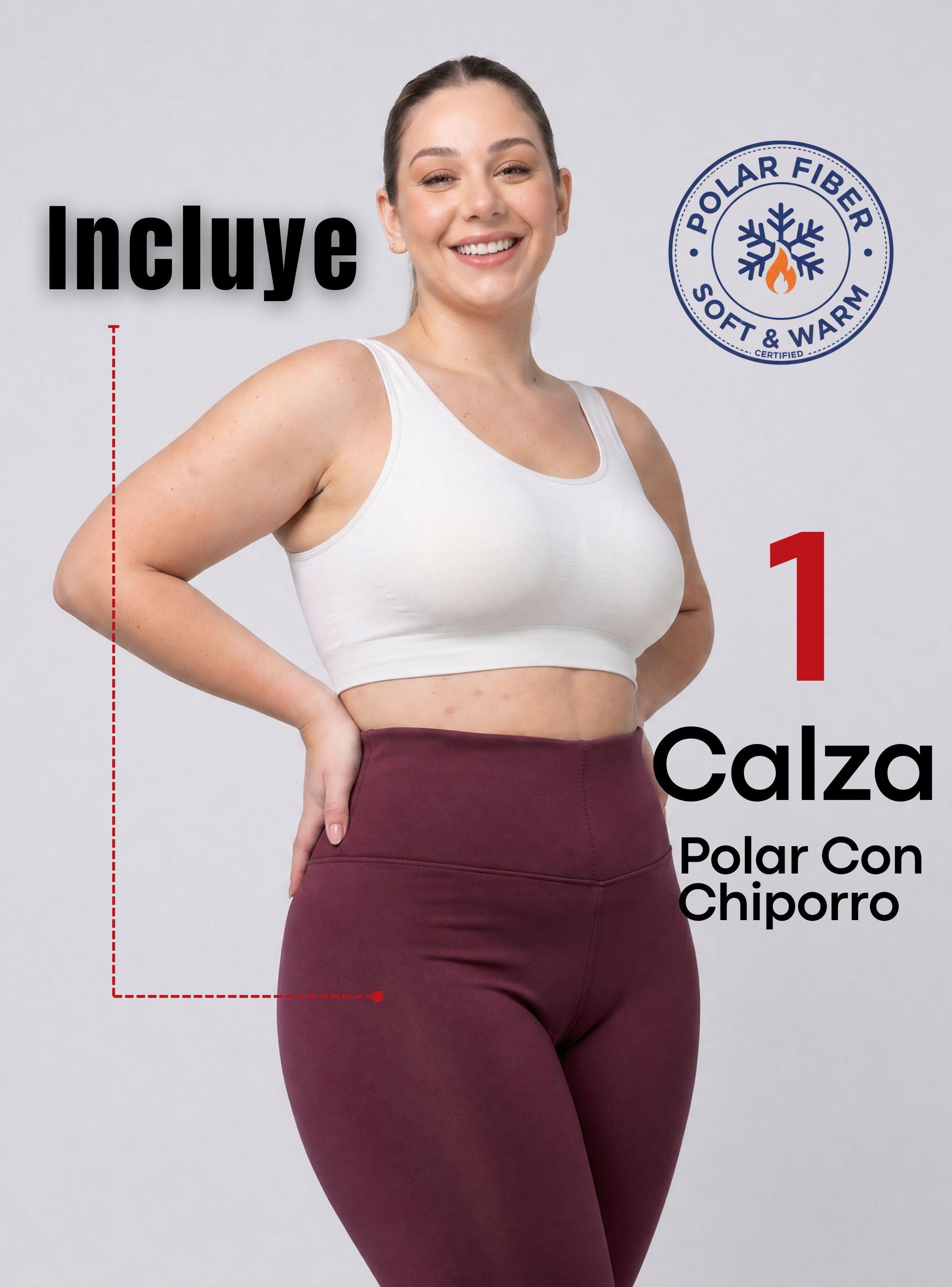 Calza Polar Con Chiporro Térmica Mujer Elasticada Color Burdeo-2