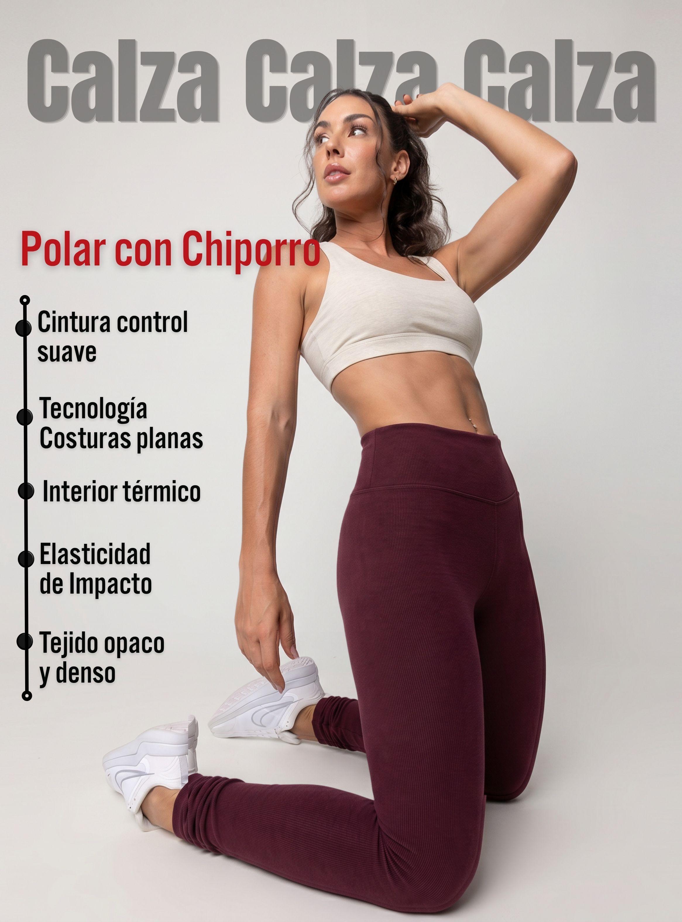 Calza Polar Con Chiporro Térmica Mujer Elasticada Color Burdeo-4