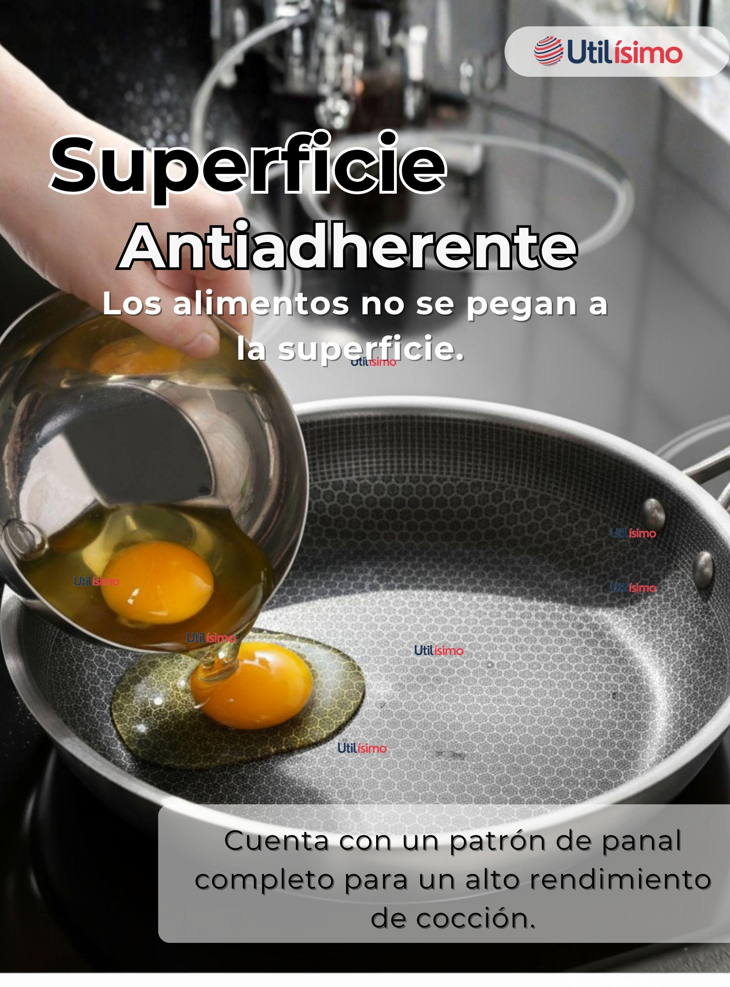 Sartén Acero Inoxidable Antiadherente 24cm +Cuchara de Madera Bambú-5