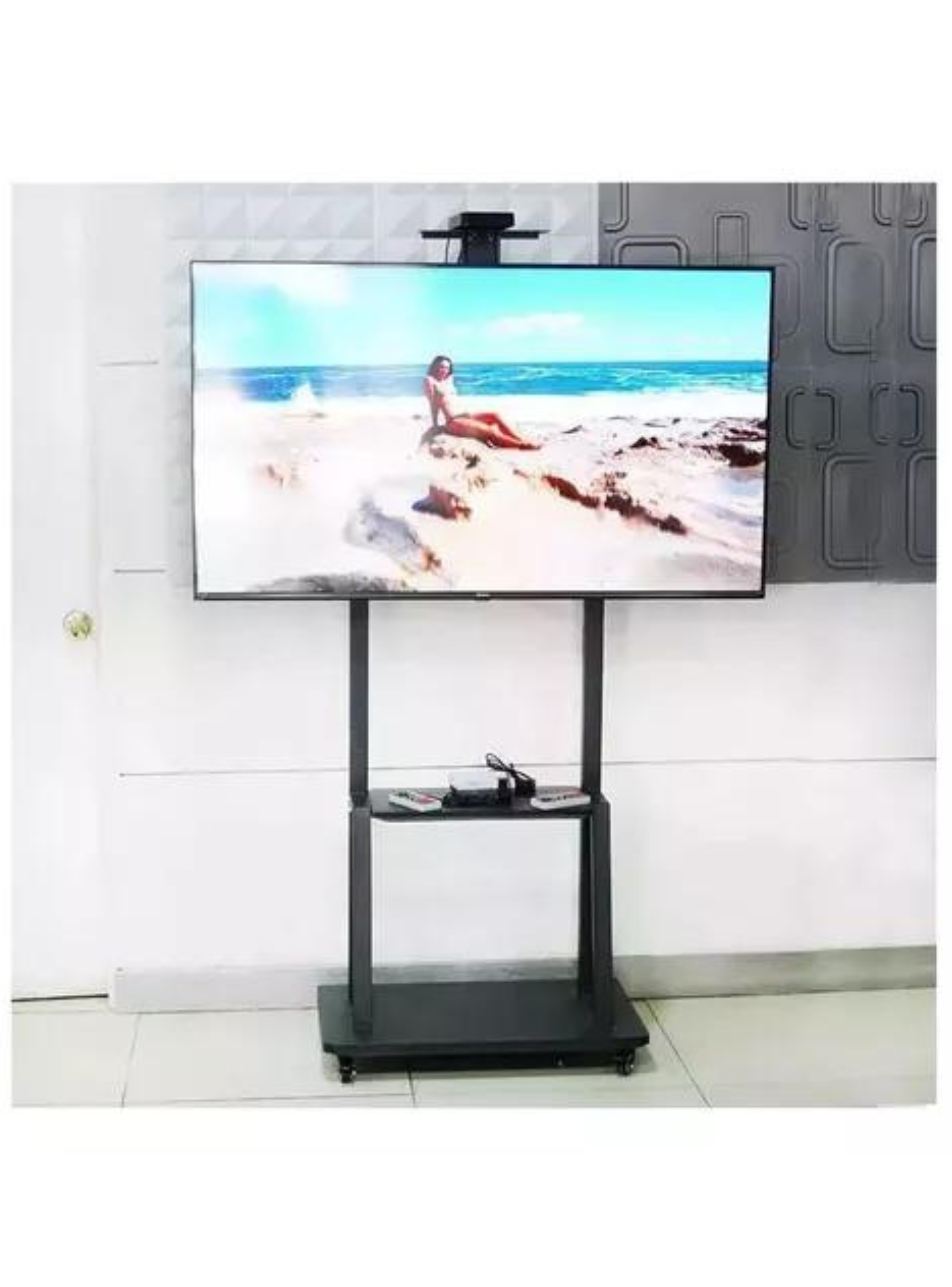 Rack Soporte Con Ruedas Pedestal Móvil 32 A 70 Pulgadas Color Negro-3