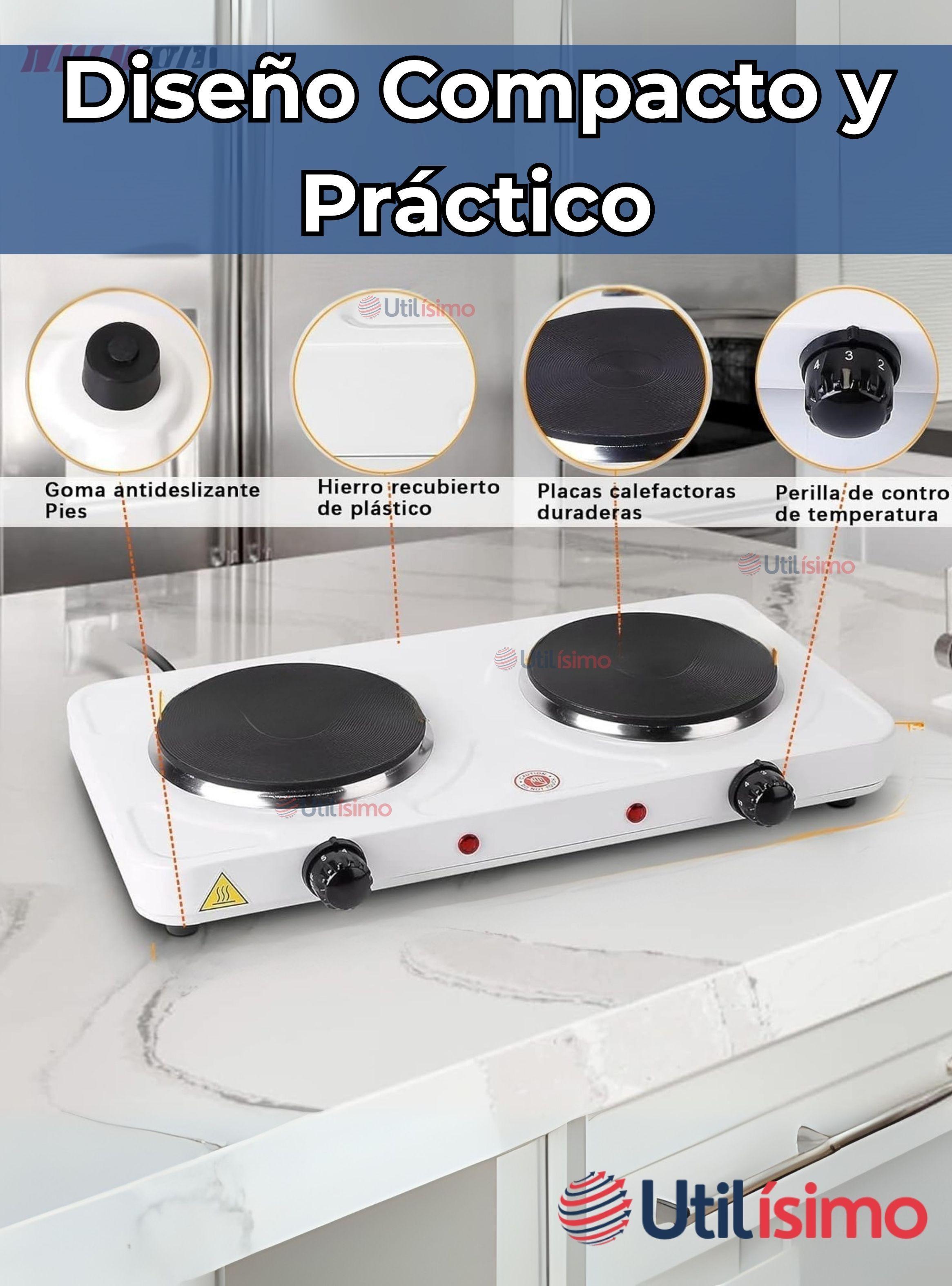 Cocina Eléctrica 2 Platos 2000w de Potencia Cocinilla Portátil Blanca-3