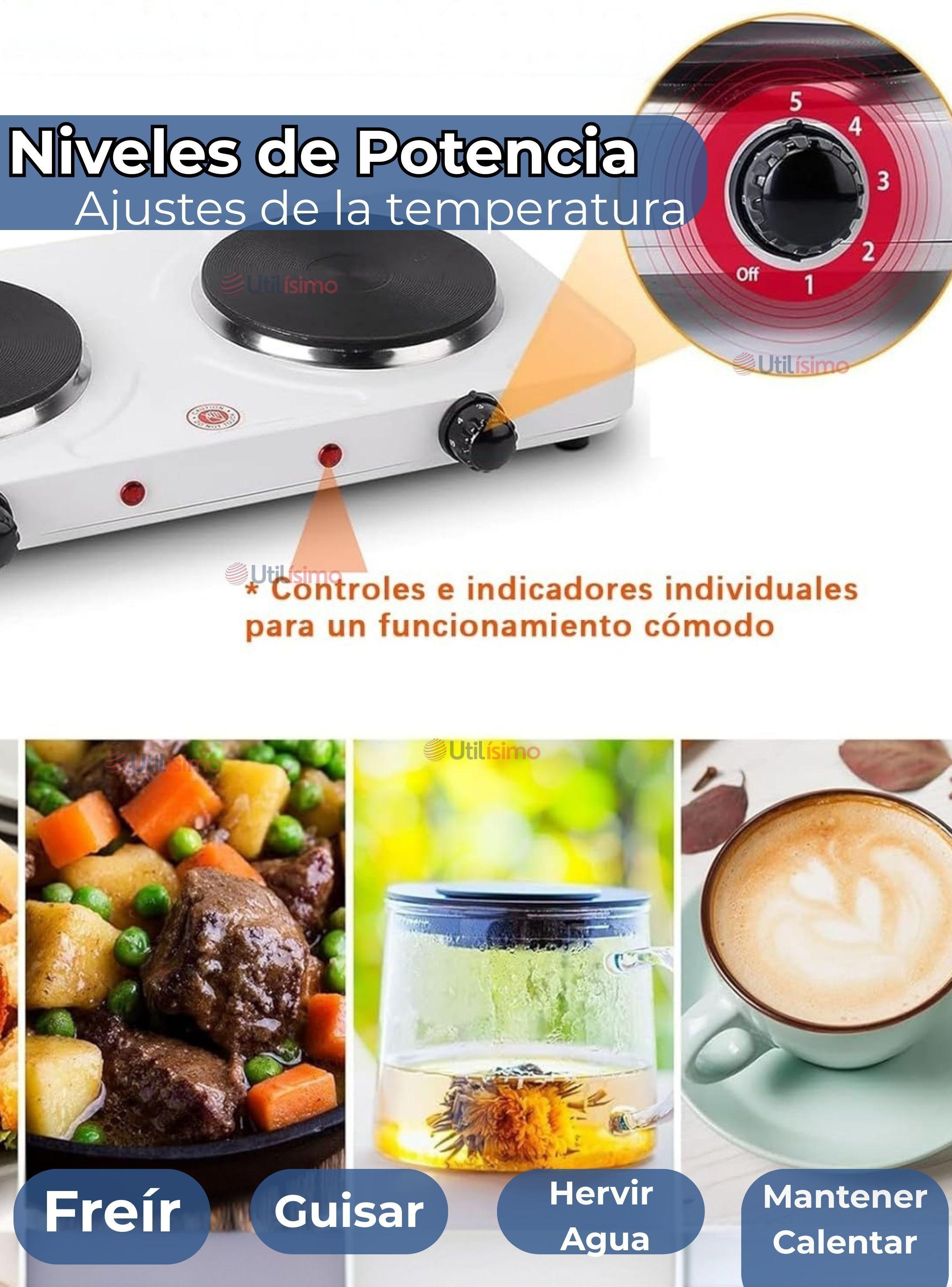 Cocina Eléctrica 2 Platos 2000w de Potencia Cocinilla Portátil Blanca-5