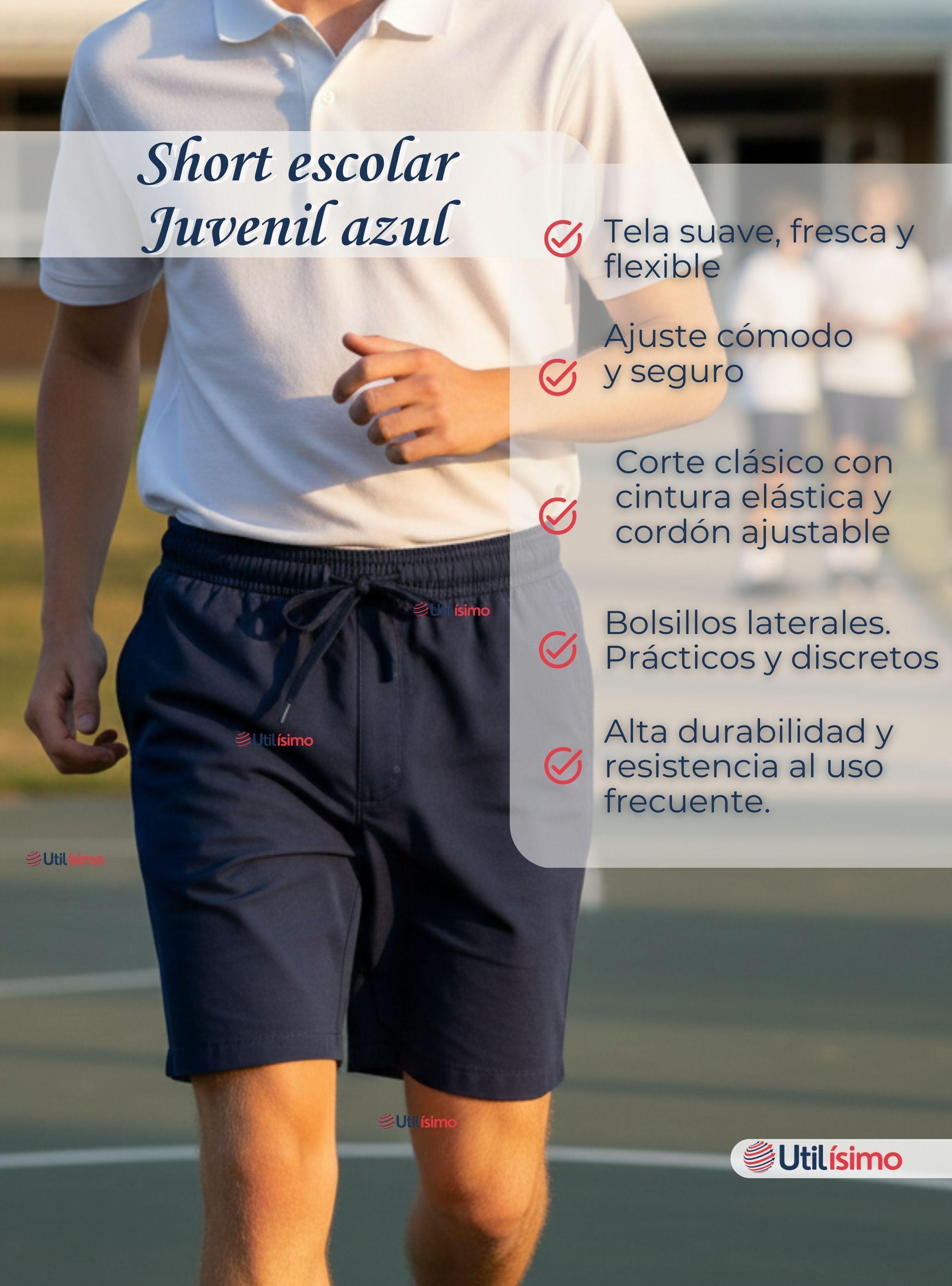 Pack 2 Pantalones Cortos Escolar Juvenil de Algodón Short Deportivo color Azul Marino-2