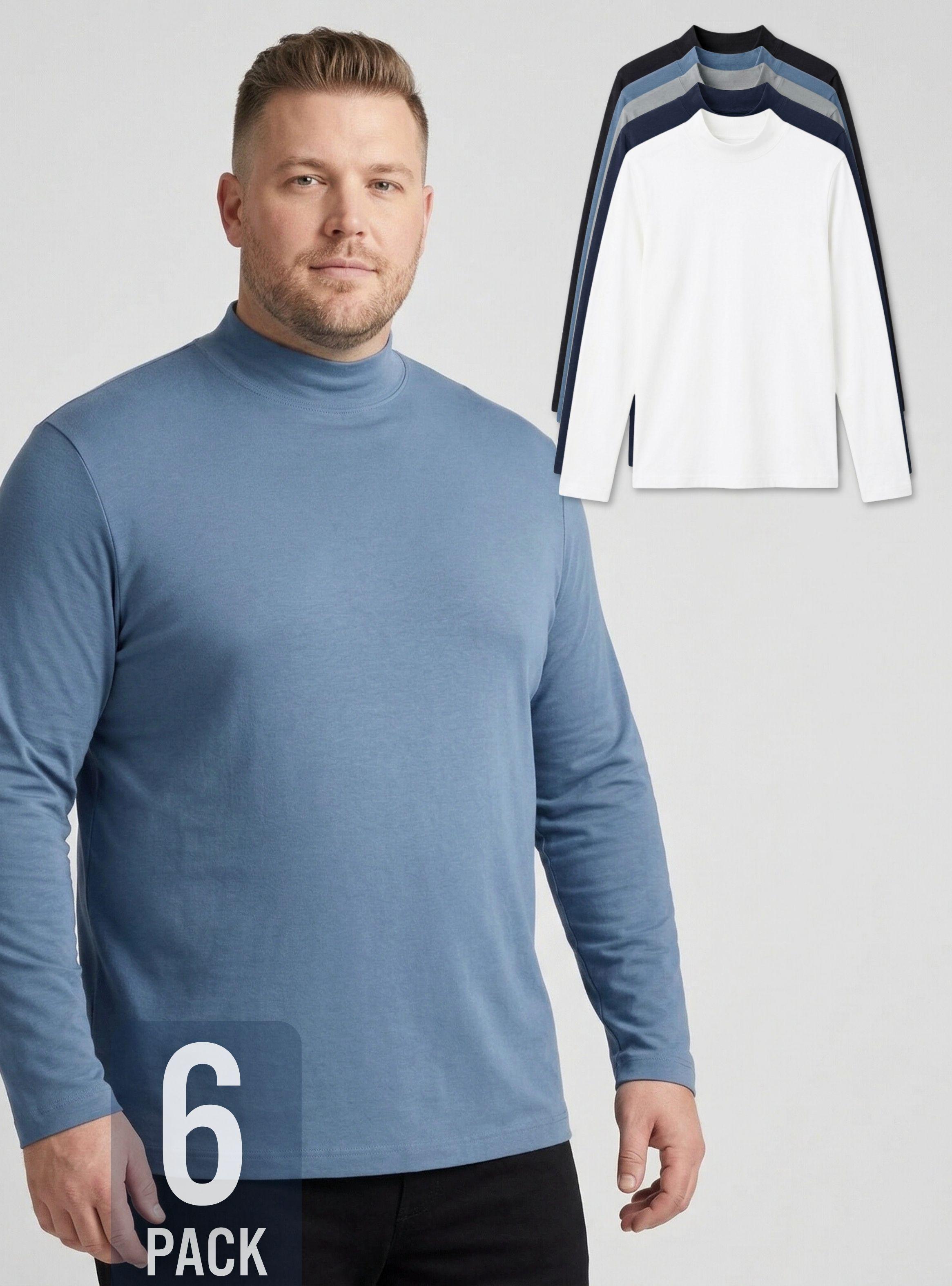 Pack 6 Camisetas Poleras Bambú Primera Capa Cuello Beatle Manga Larga Colores Surtidos Hombre-1