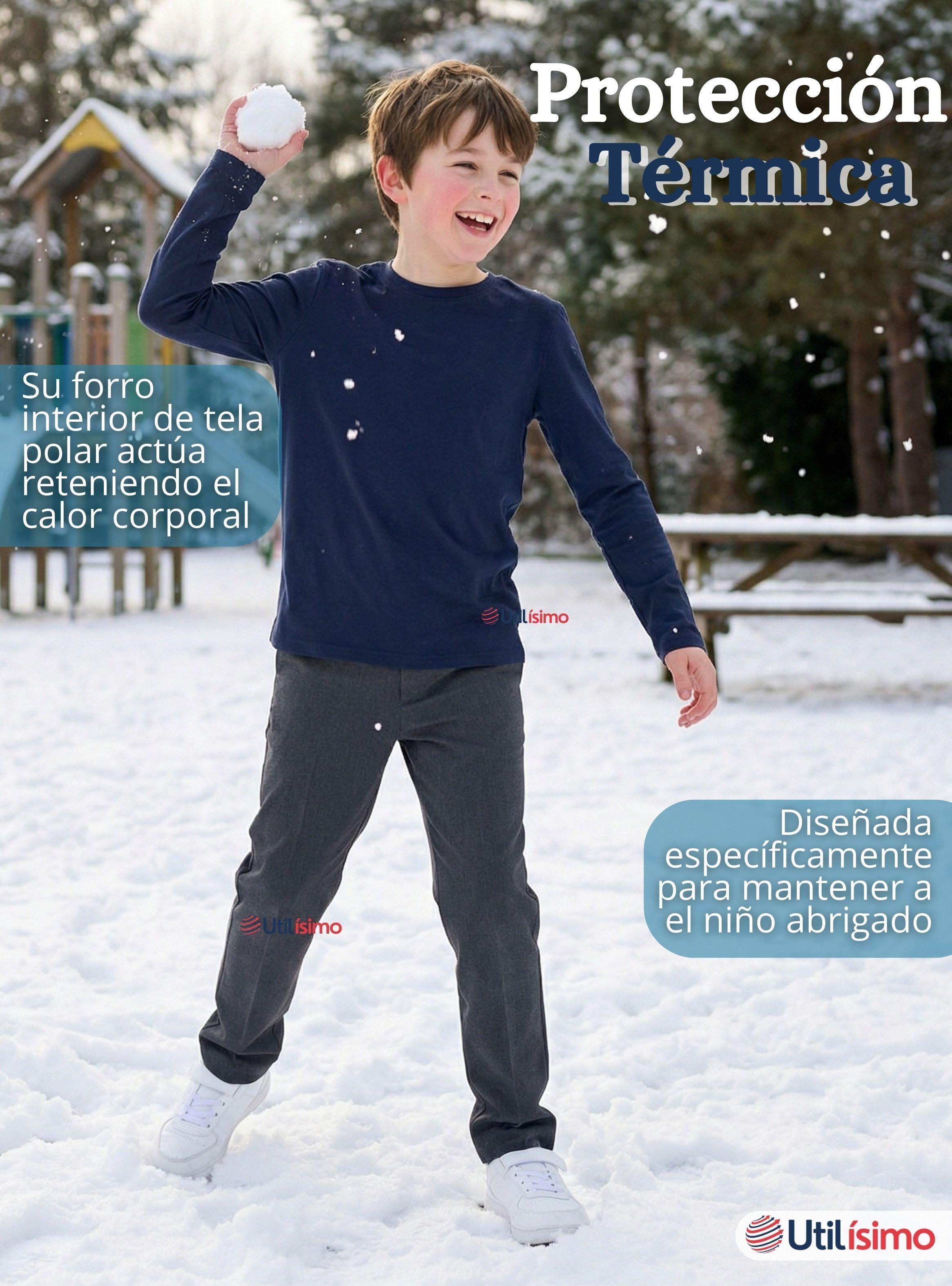 Pack 3 Polera Camiseta Polar Color Azul Primera Capa Escolar Cuello Redondo Manga Larga Niño-5