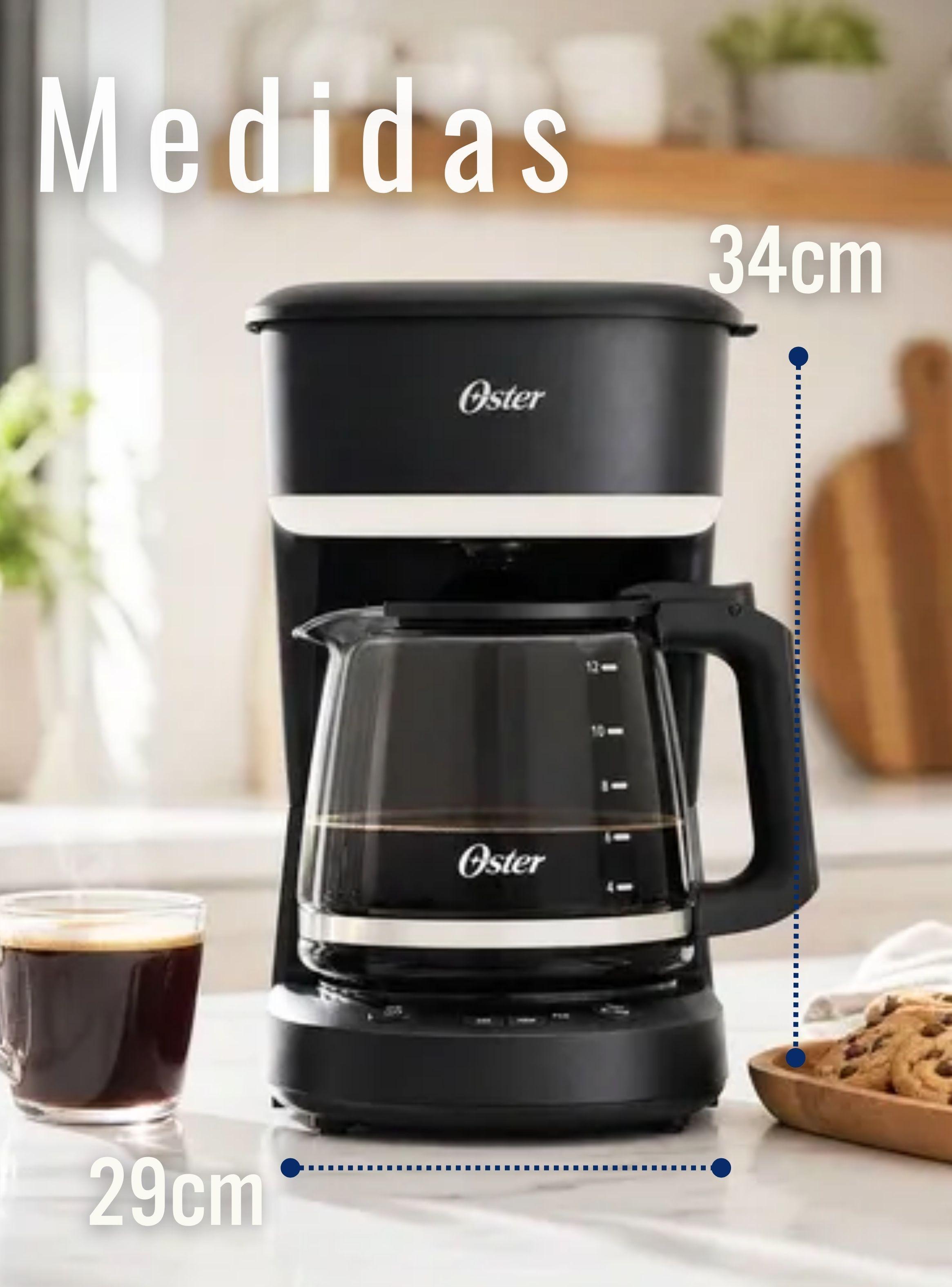 Cafetera de goteo Oster® de 12 tazas, programable,filtro reutilizable, Negro, BVSTDCP121B-4