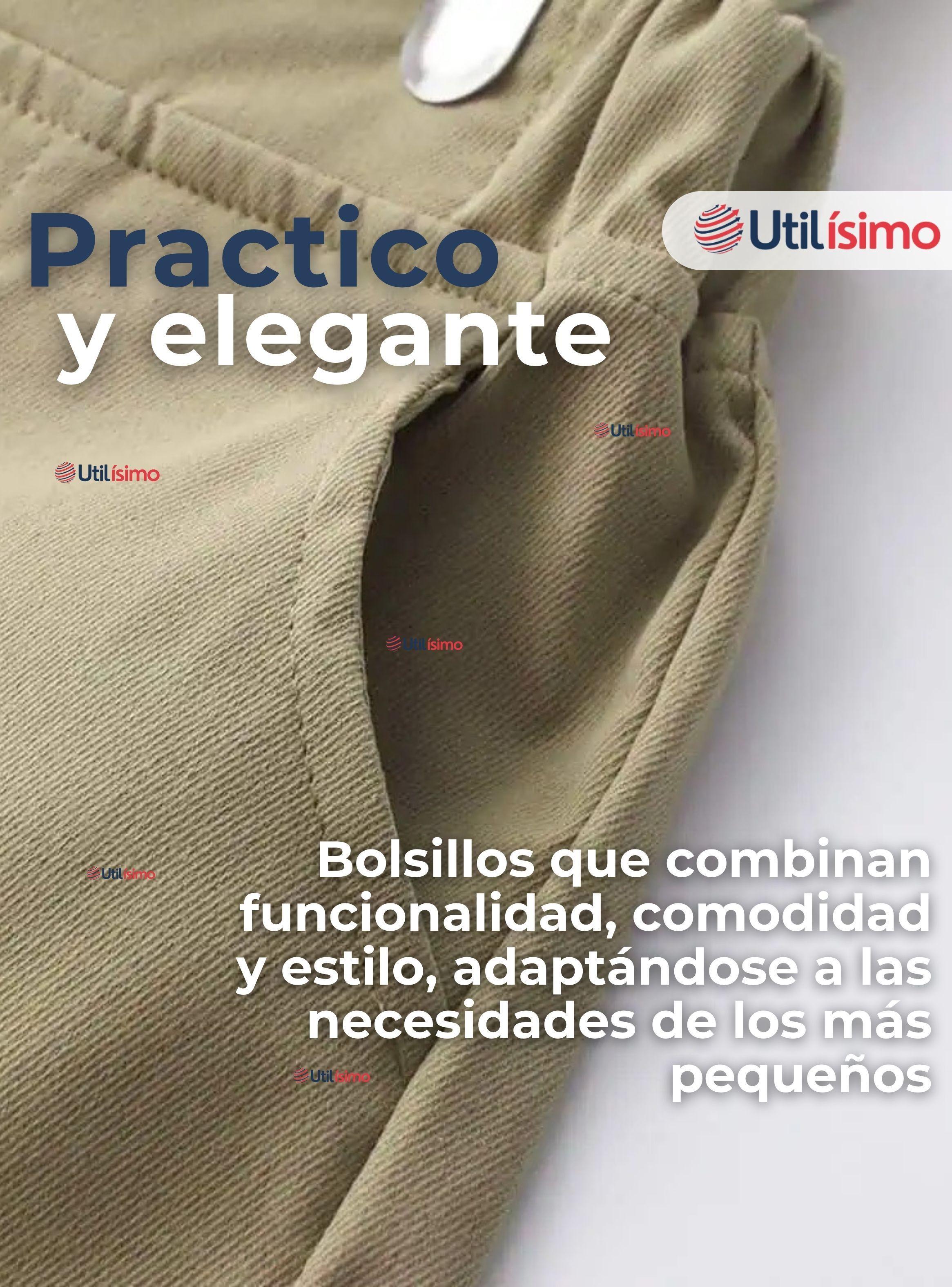 Conjunto de Vestir con Tirantes Camisa Azul Pantalón Corto Beige Algodón Bebe y Niño-7