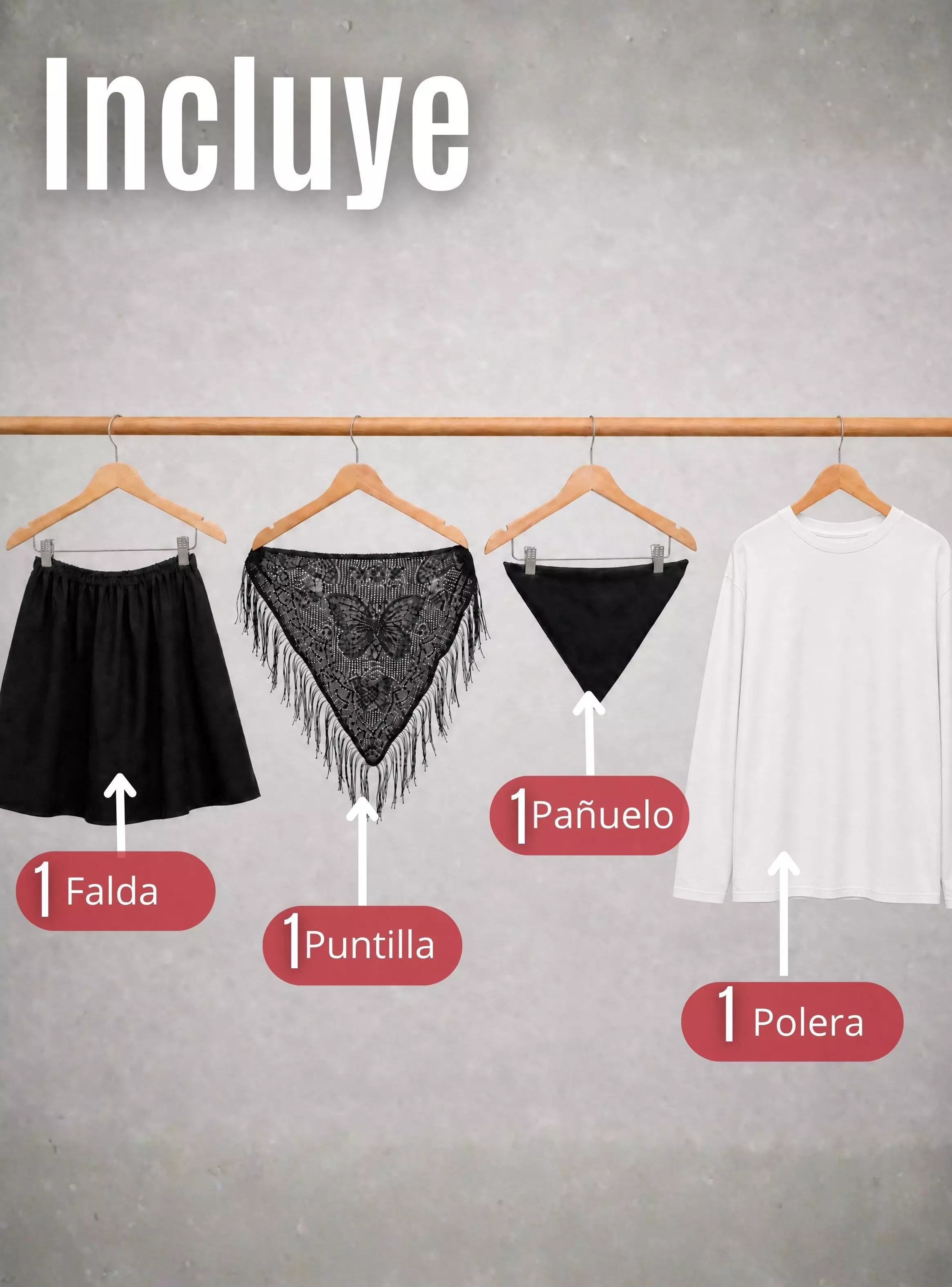 Traje Chilote Juvenil Negro 4 Piezas Con Polera Fiestas Patrias Baile Típico-2