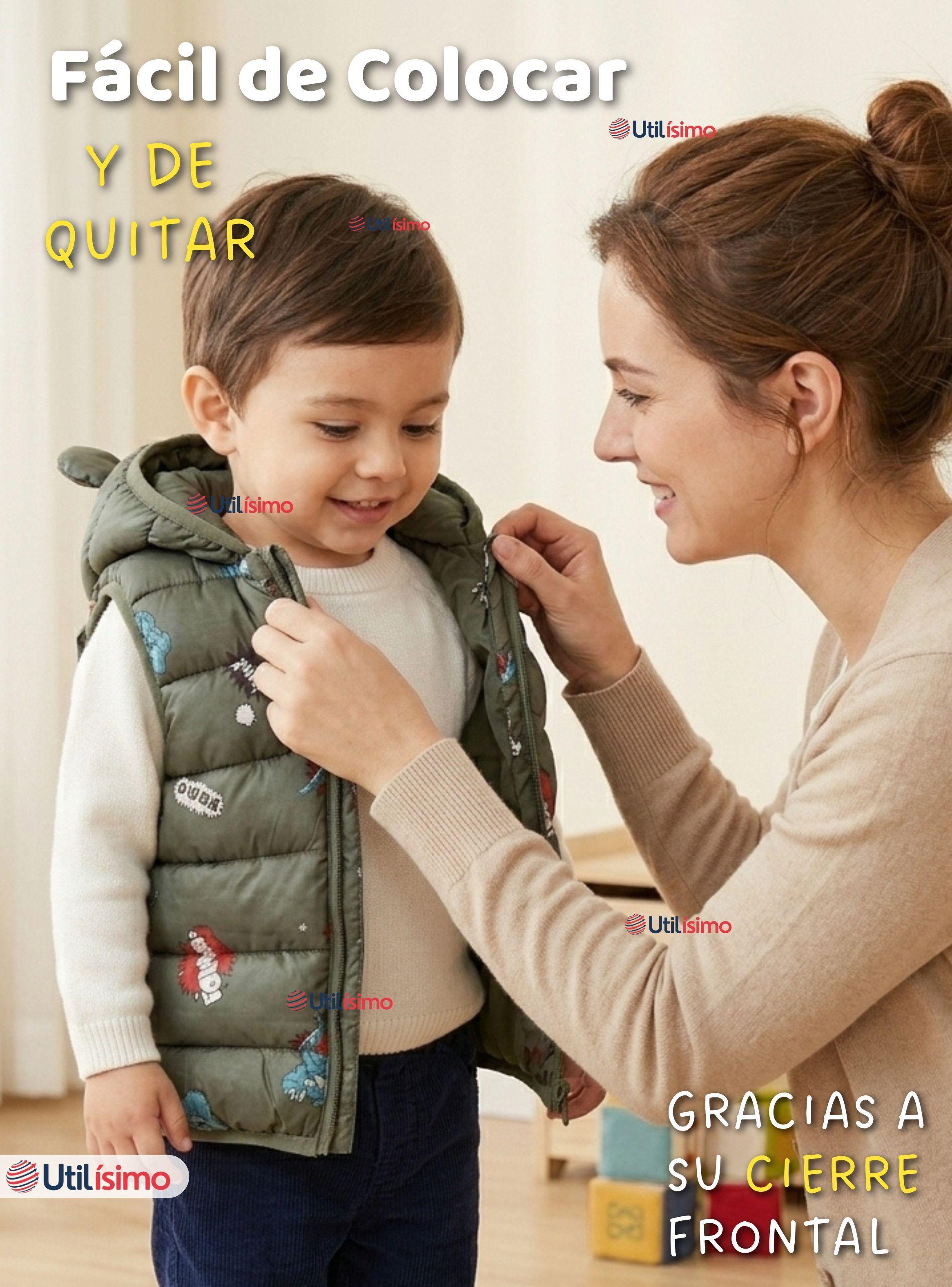Parka Infantil Con Capucha Sin Manga de Bebe Niño-6