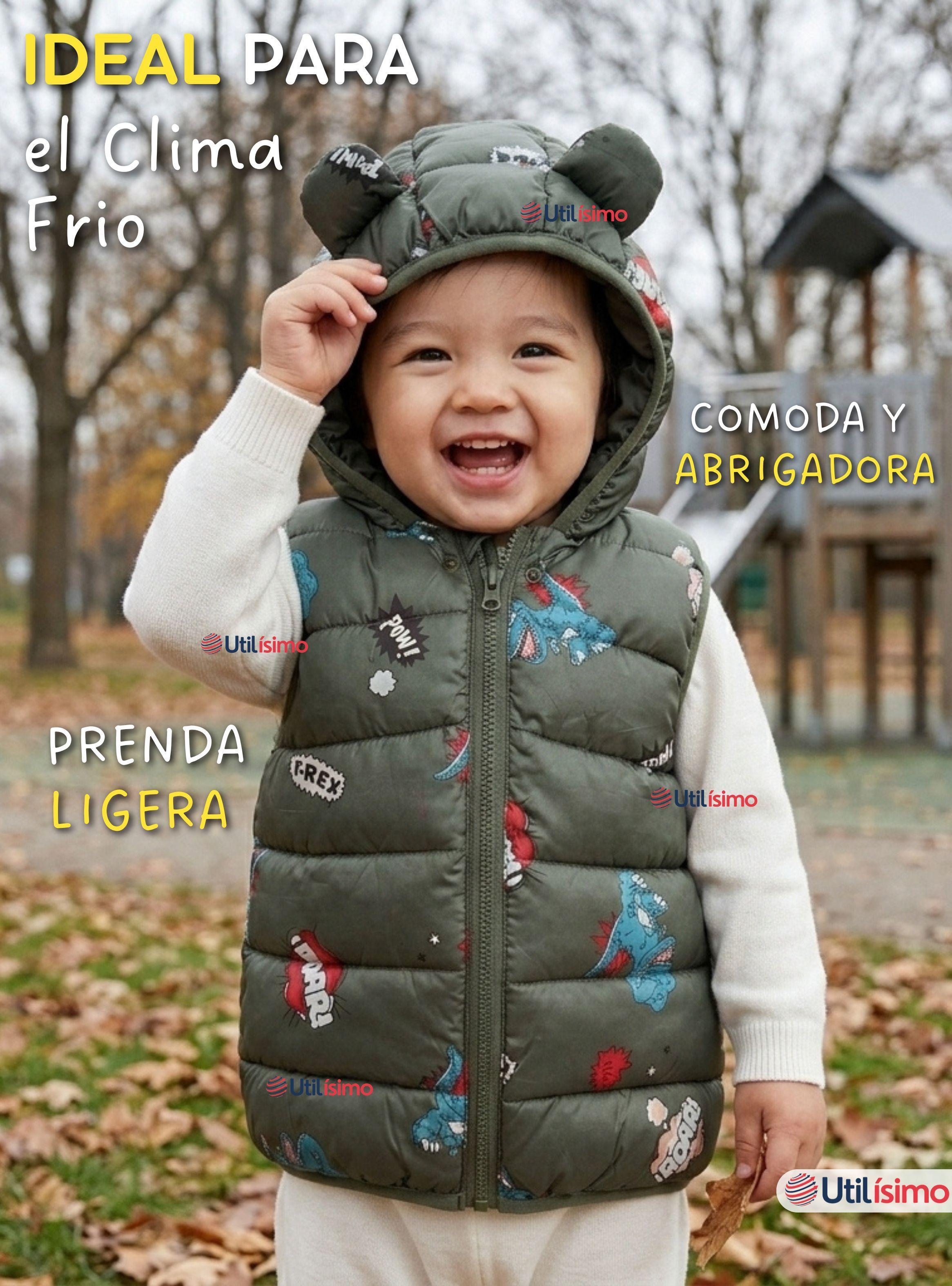 Parka Infantil Con Capucha Sin Manga de Bebe Niño-7