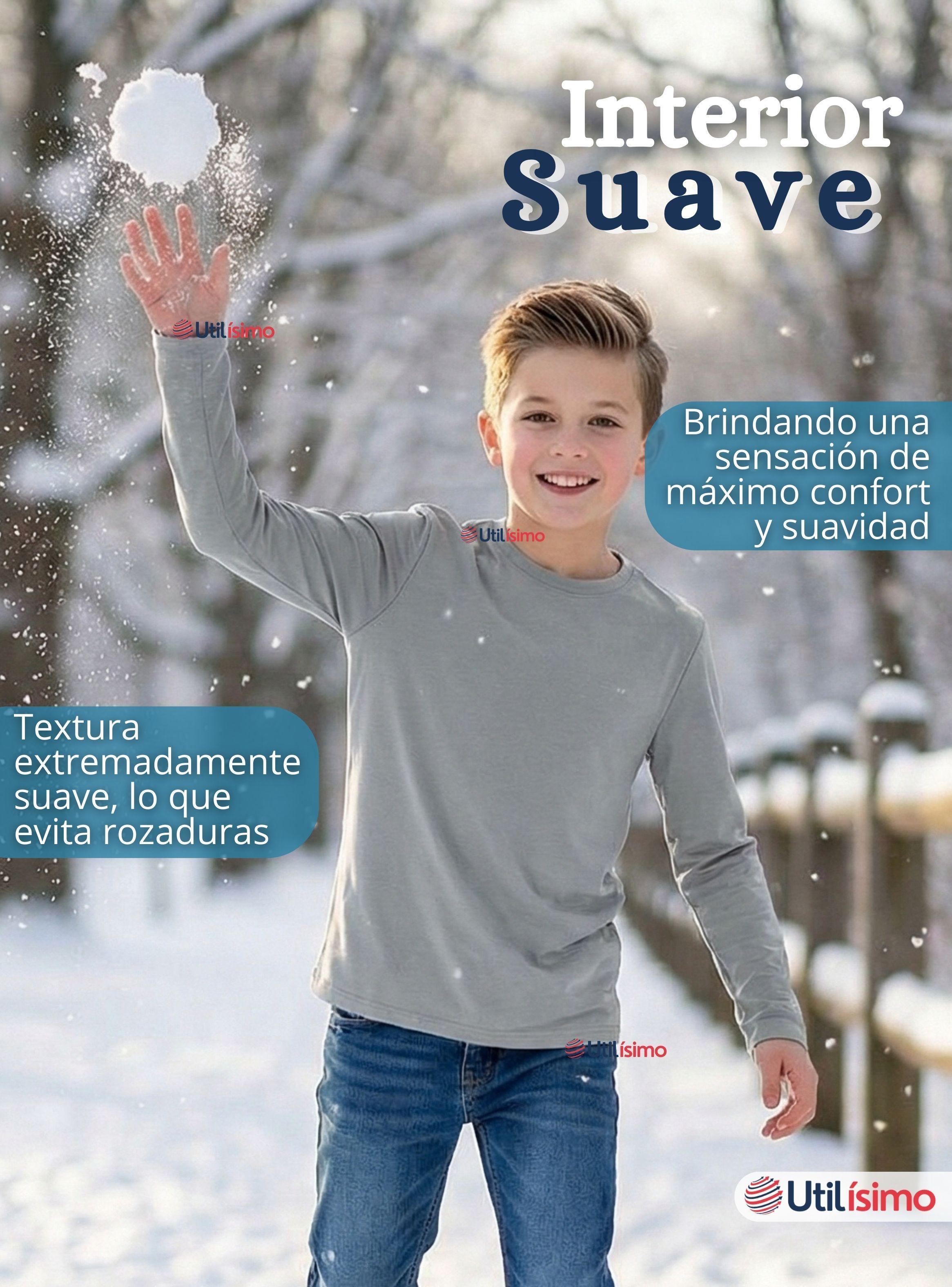 Pack 6 Poleras Camisetas Polar Primera Capa Cuello Redondo Manga Larga de Colores Surtidos Niños-7