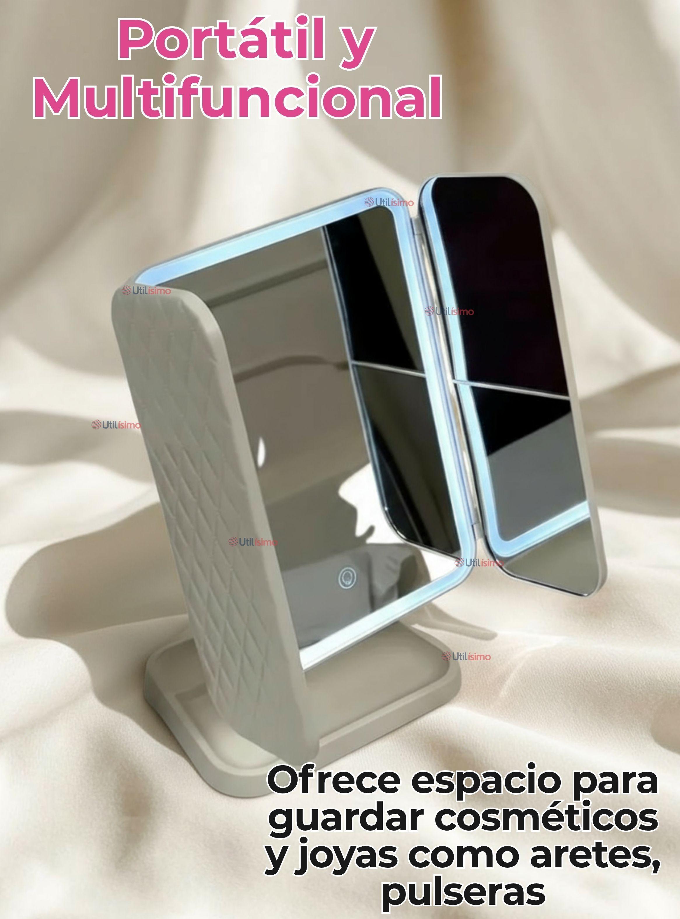 Espejo De Maquillaje Tri Plegable Con Luces LED Recargables-4