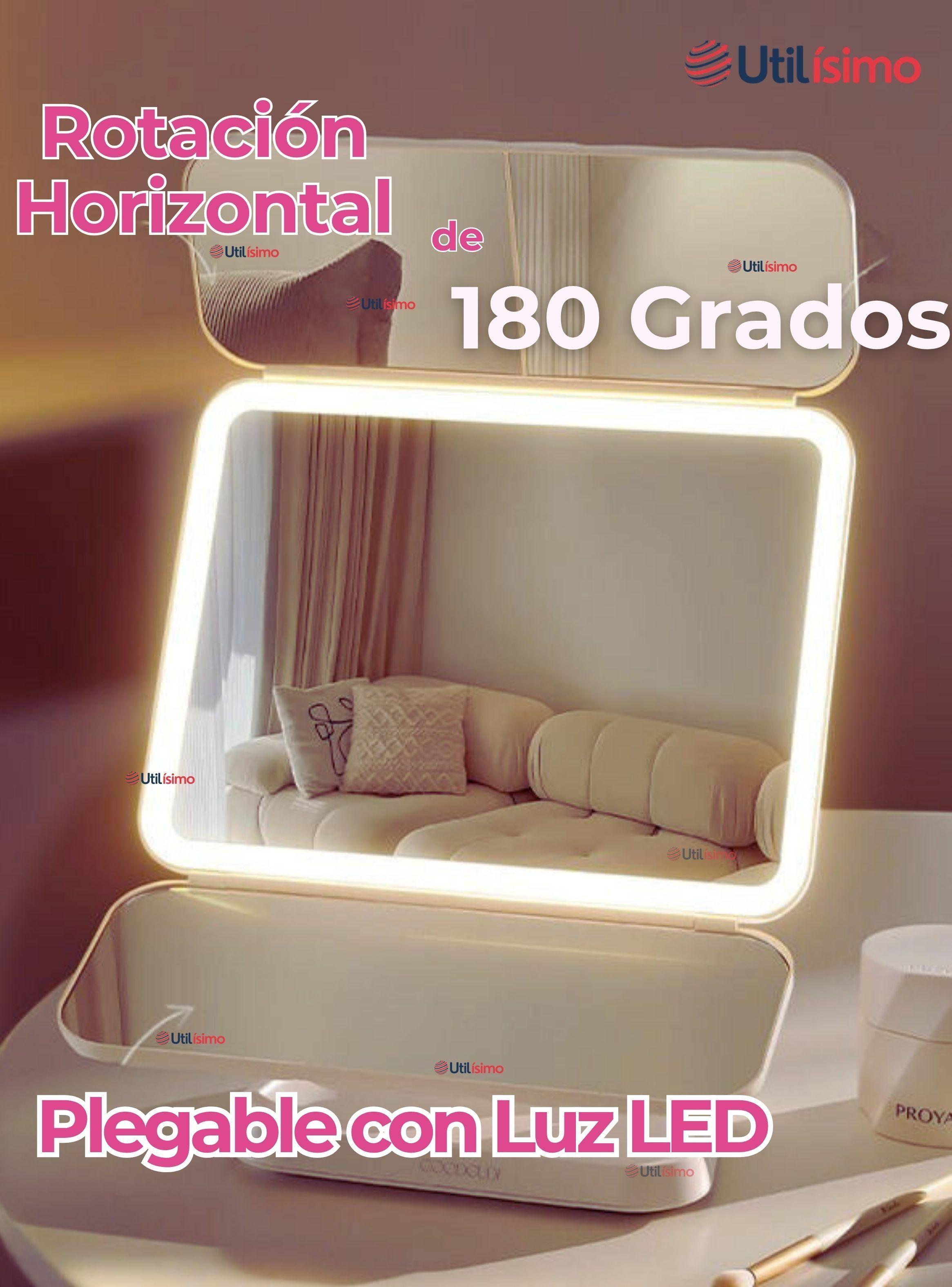 Espejo De Maquillaje Tri Plegable Con Luces LED Recargables-7