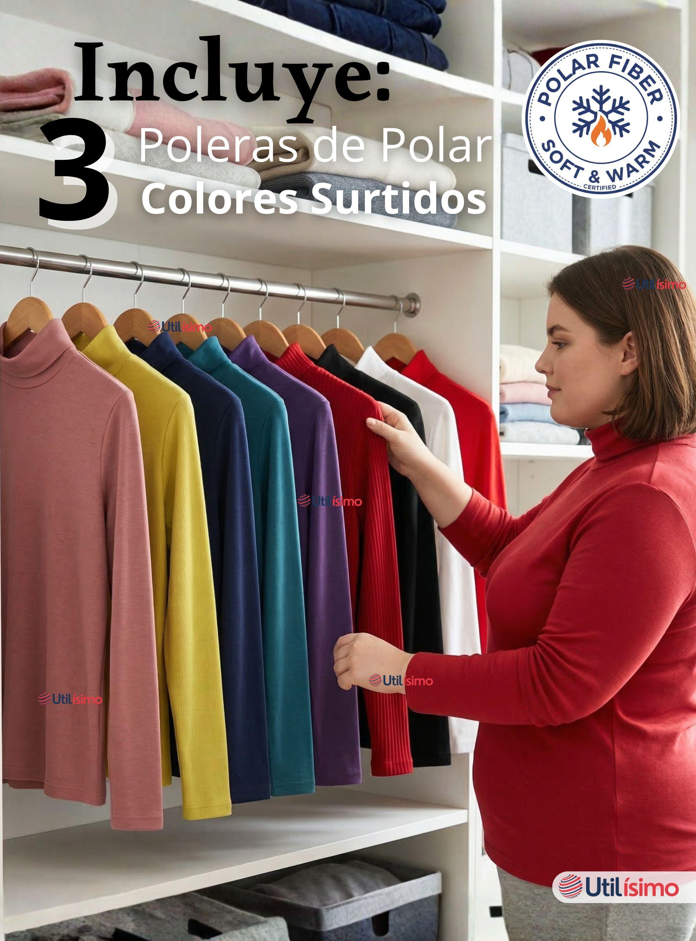 Pack 3 Camiseta Polera Polar Primera Capa Cuello Beatle Manga Larga de Colores Surtidos para Mujer-2