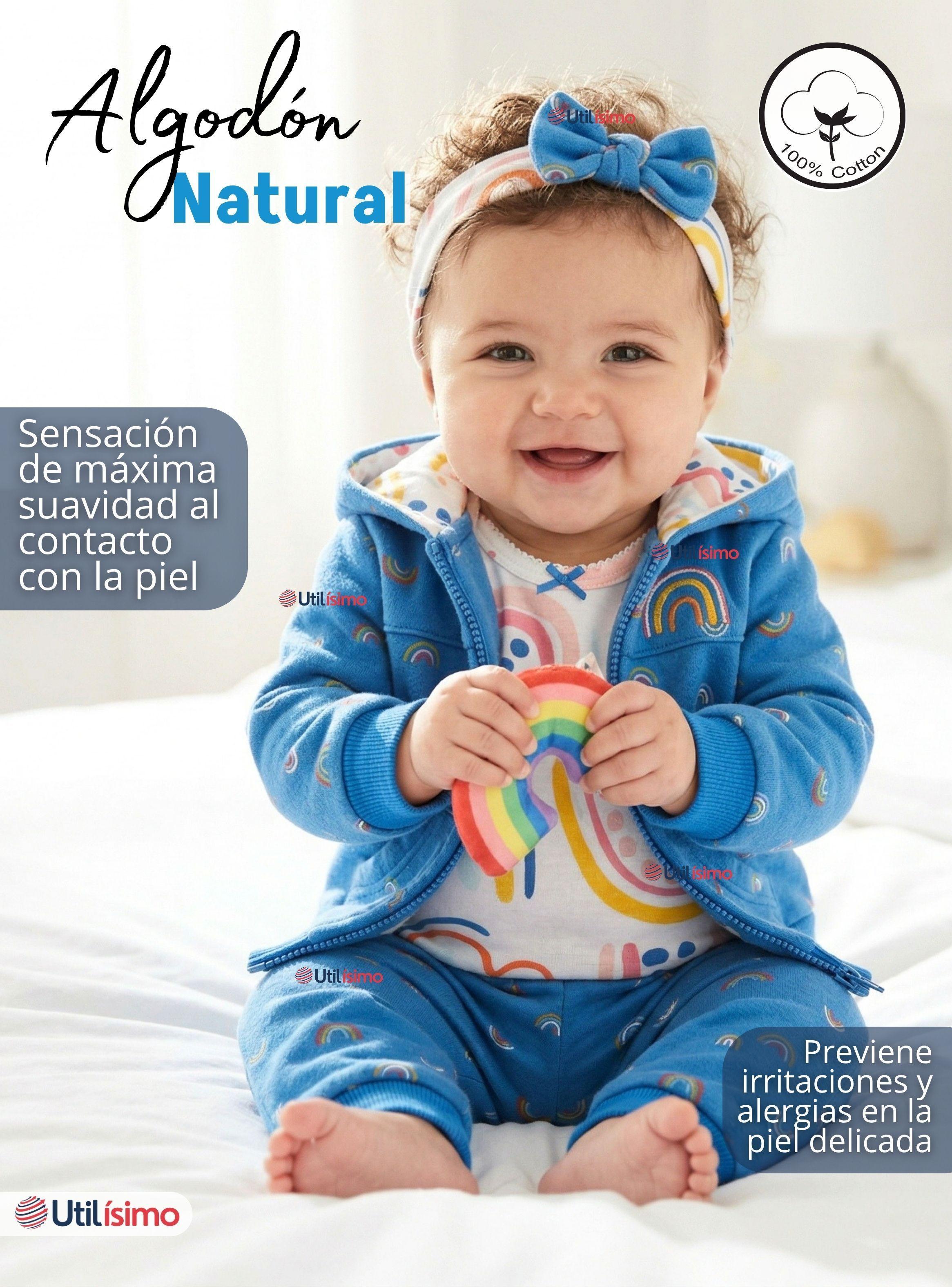 Conjunto 3 Piezas Buzo Pantalón Polerón Body De Algodón Blue Rainbow Bebé Niña-5
