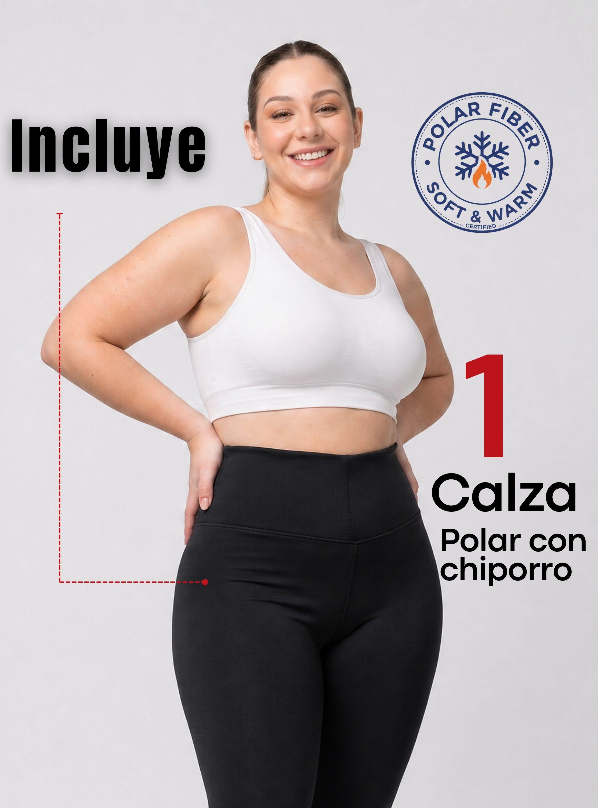 Calza Polar Con Chiporro Térmica Mujer Elasticada Negra-2