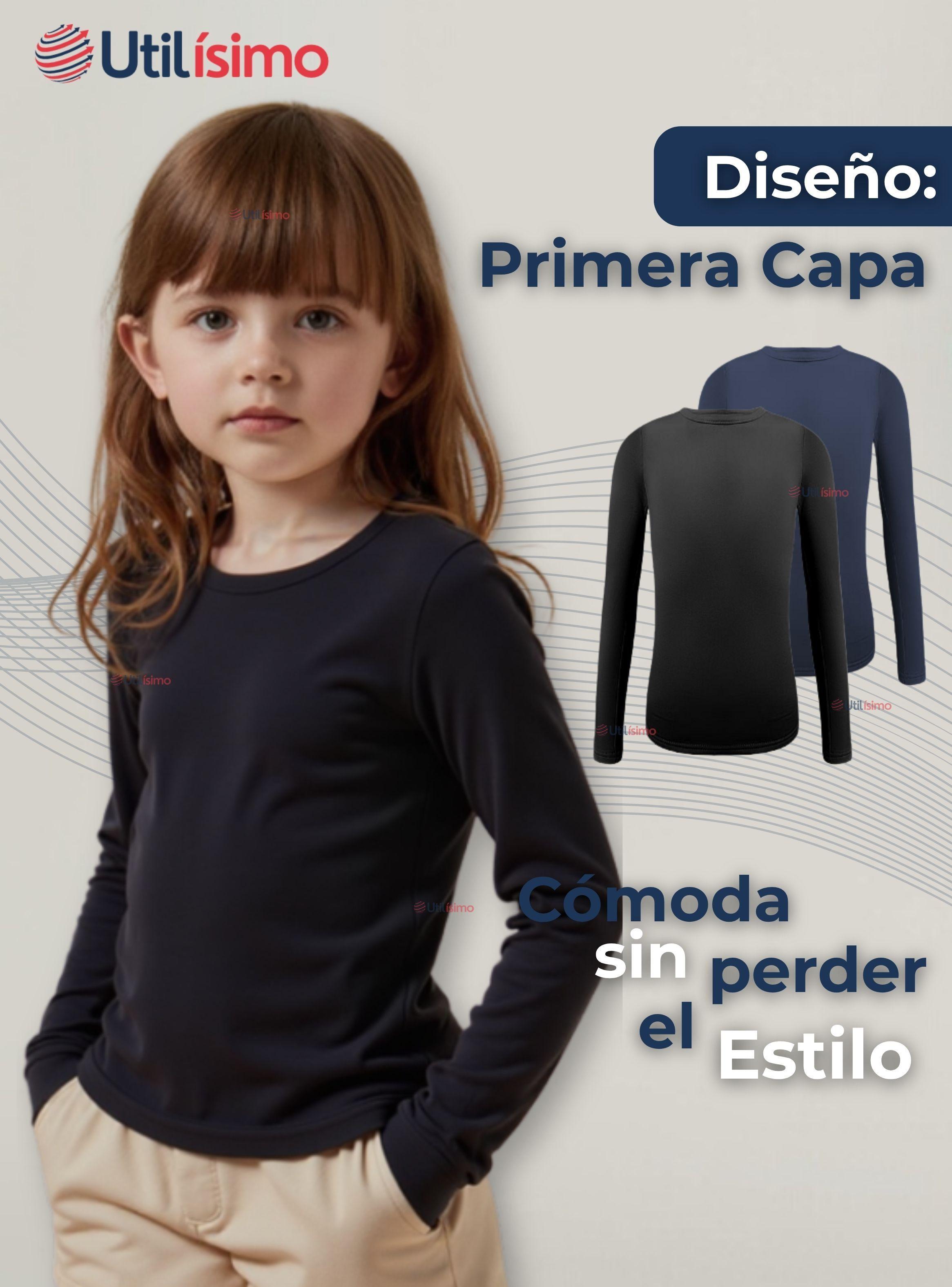 Camiseta Bambú Escolar Primera Capa Niña Polera Cuello redondo-4