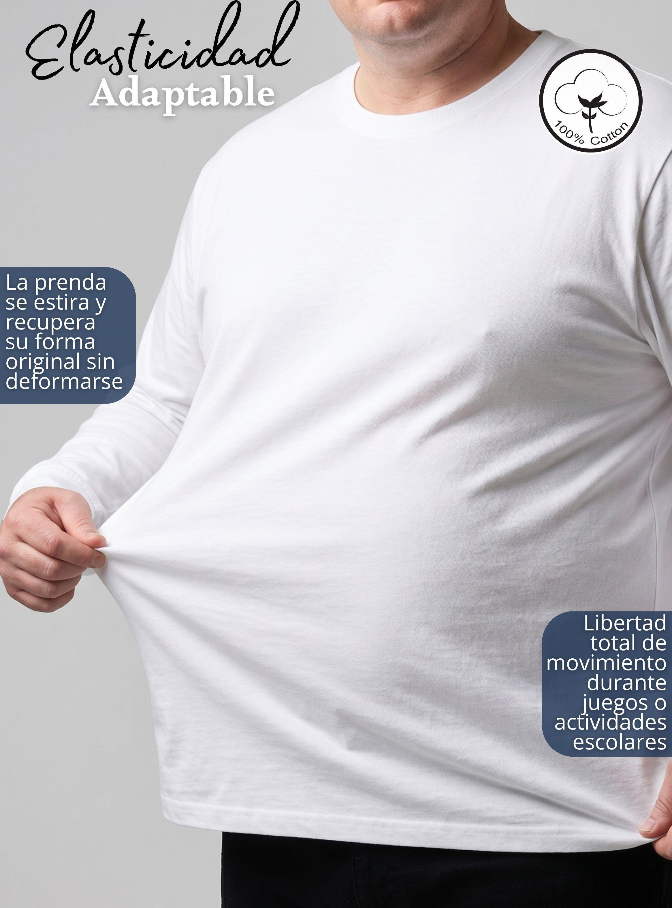 Camiseta Polera Algodón Manga Larga Cuello Redondo Primera Capa Hombre-4