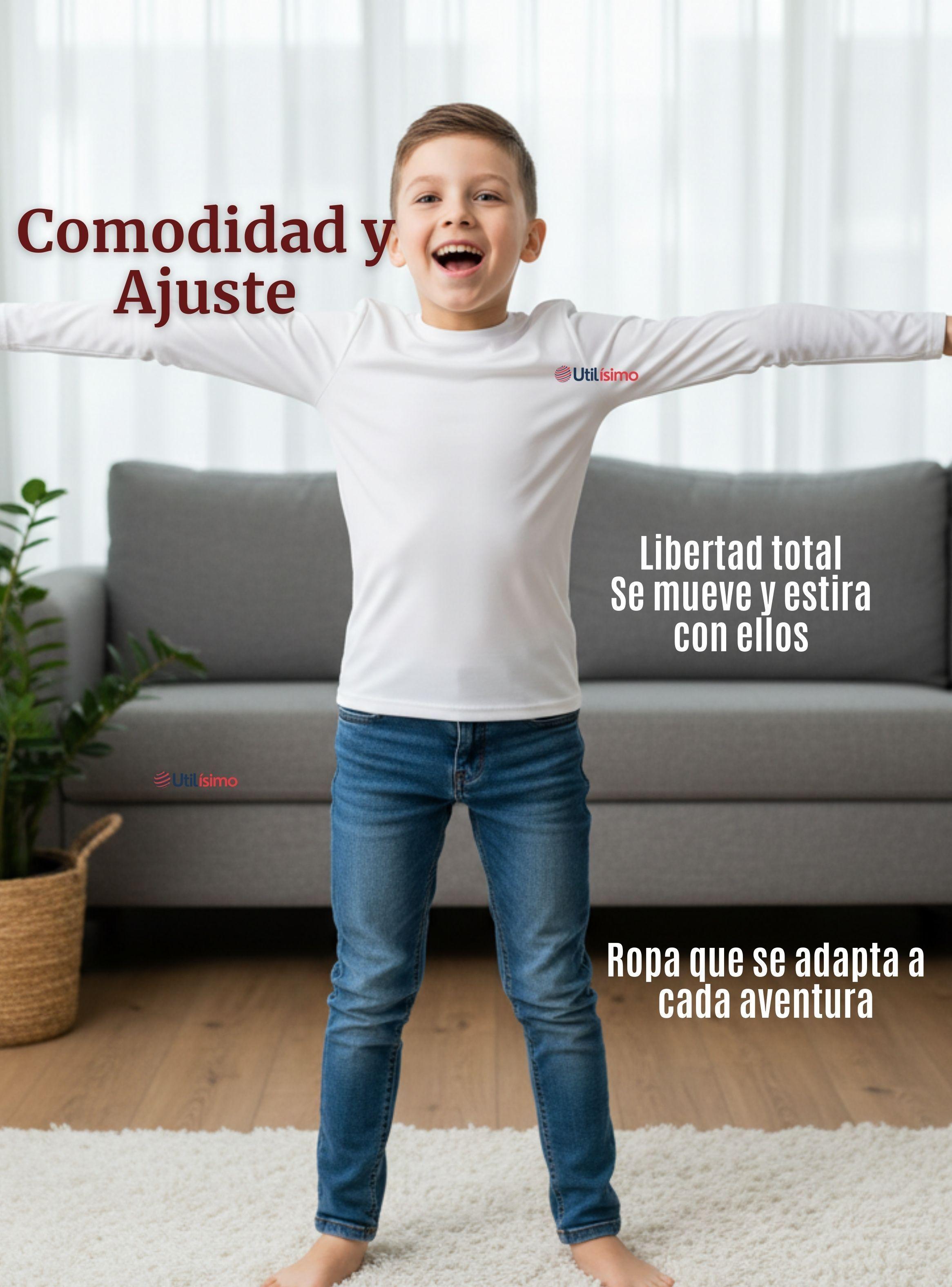 Pack 6 Camisetas Algodón Manga Larga Polera Primera Capa Blanco Niños-5