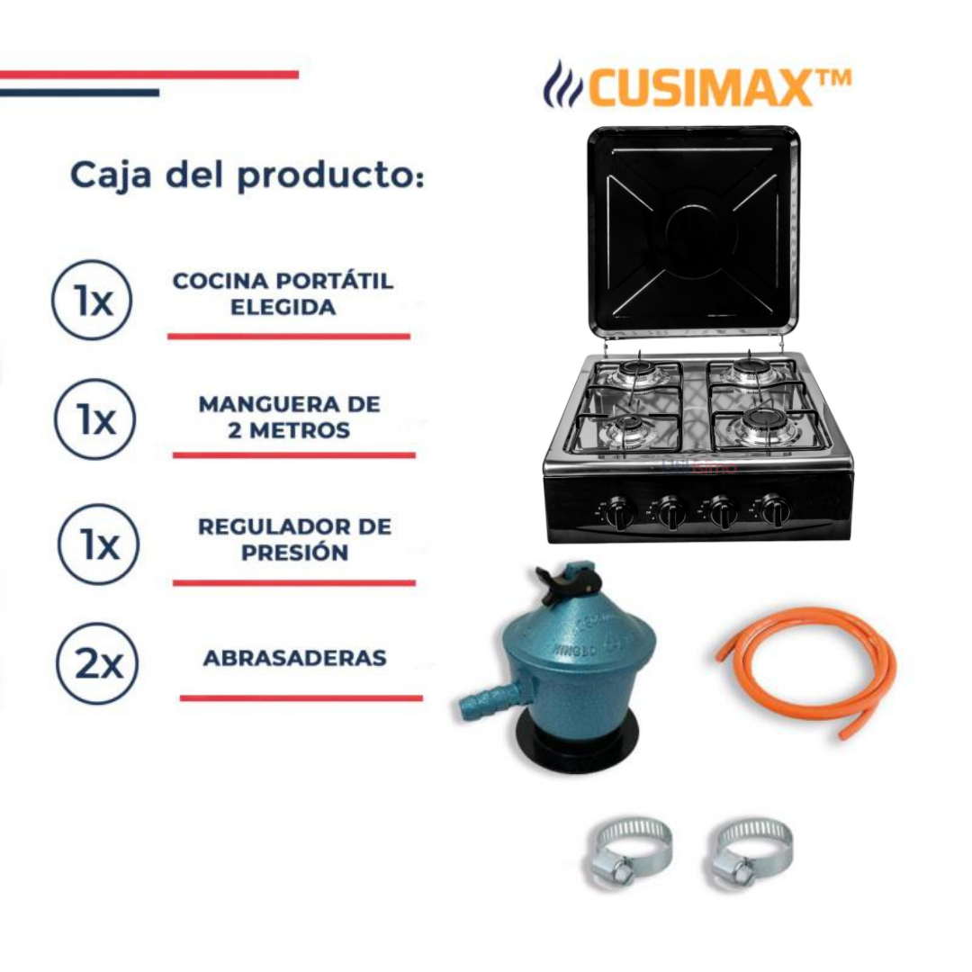 Cusimax Cocina a Gas Portátil Premium - 4 platos-4