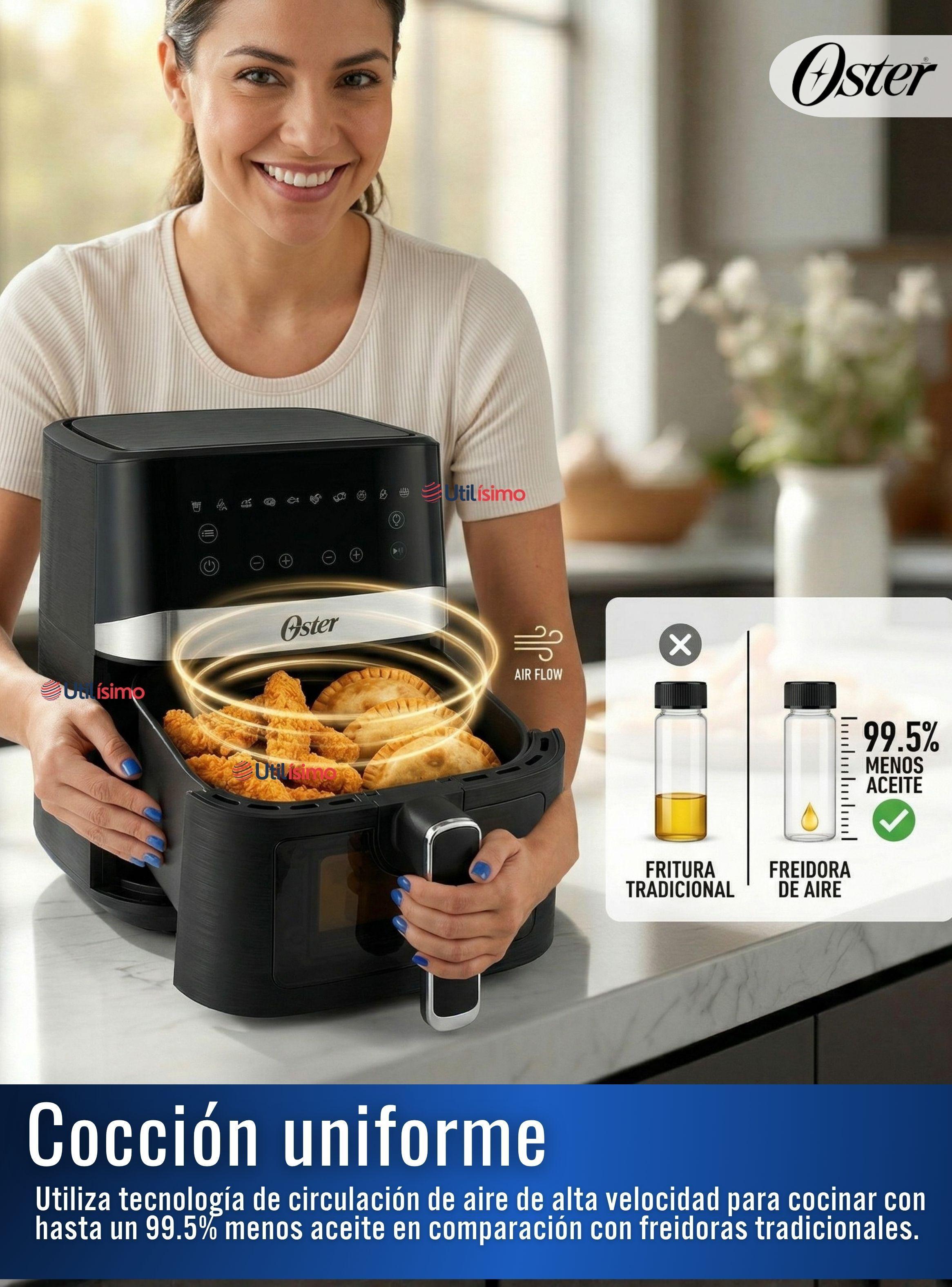 Freidora de aire digital Oster® con recubrimiento DiamondForce,Capacidad 4L ,CKSTAF40WDDF 1300W-5
