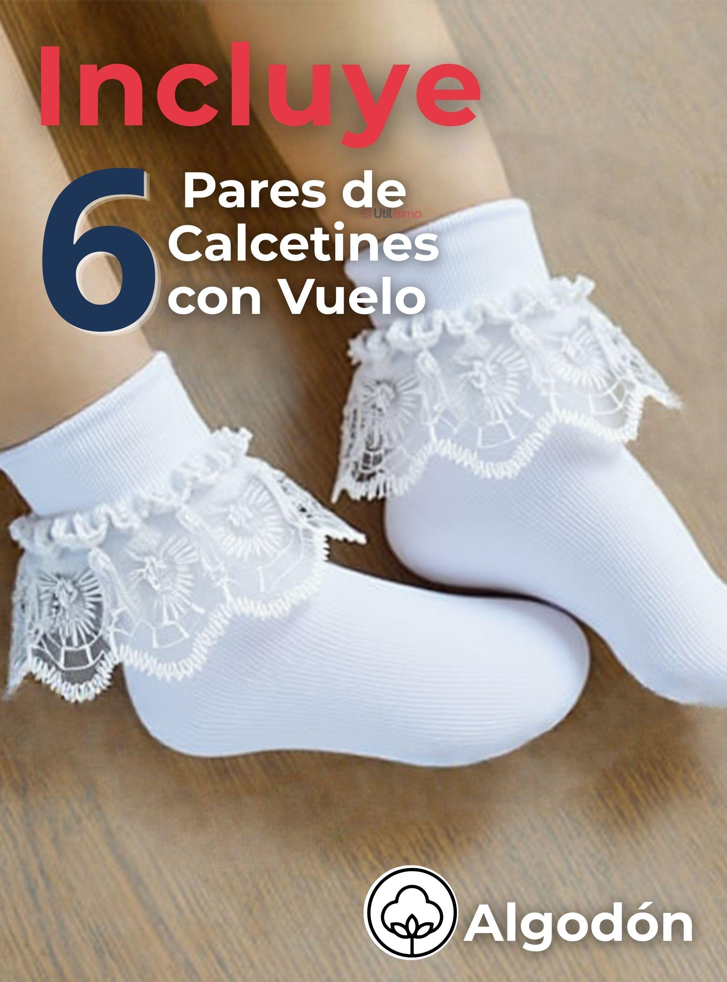 Pack 6 Calcetines Blanco Con Vuelo Niña Algodón Fiestas Patrias-2