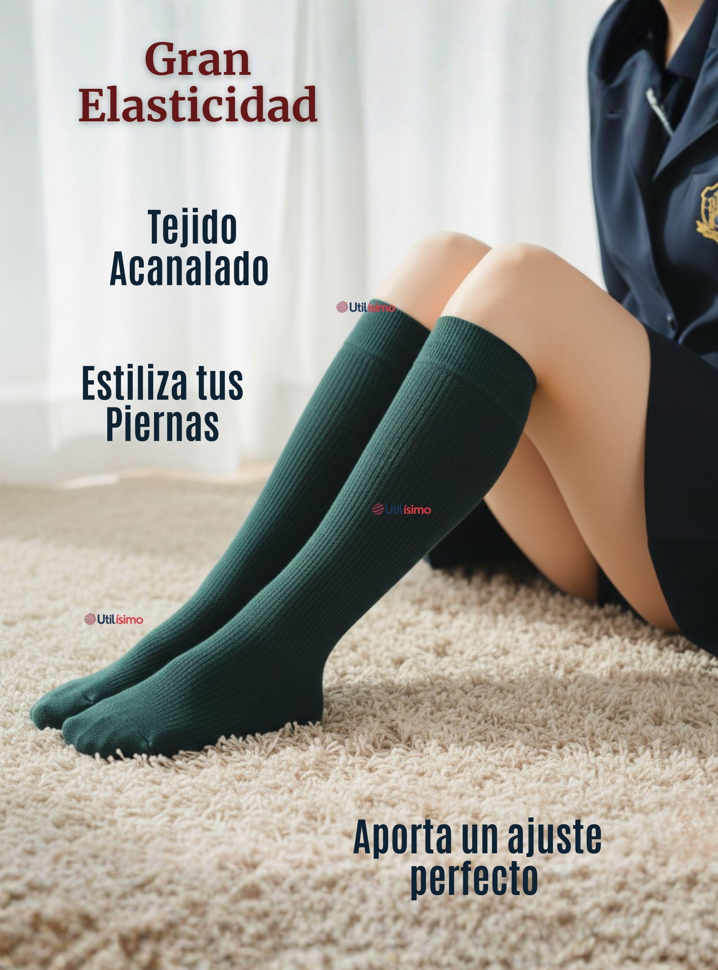 Pack 6 Calcetínes Escolares Largo Acrílico Verde Niñas Juvenil-7