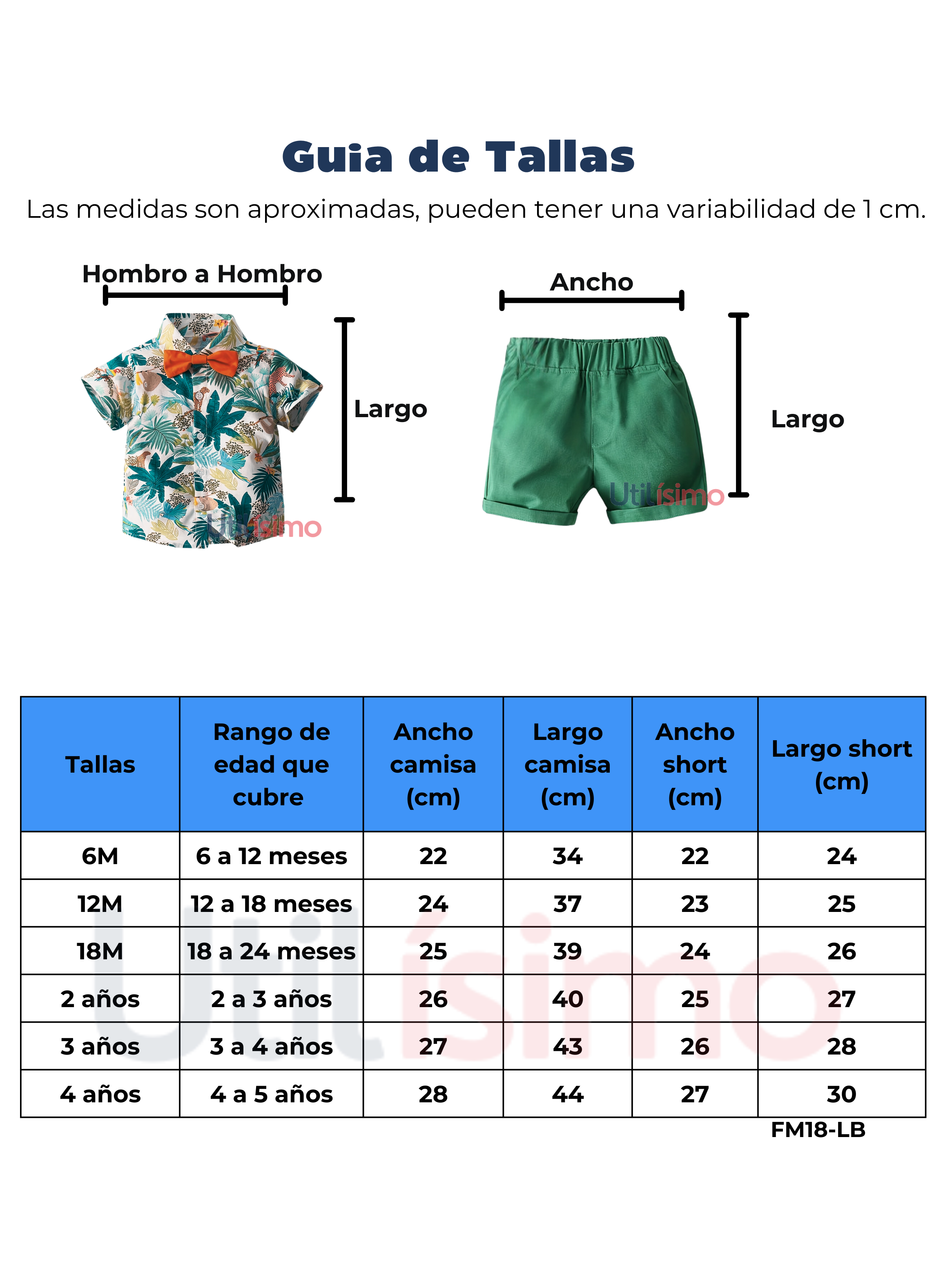 Conjunto de Vestir Hawaiano Manga Corta Niño 1 a 5 Años Gris Hawaiano-2