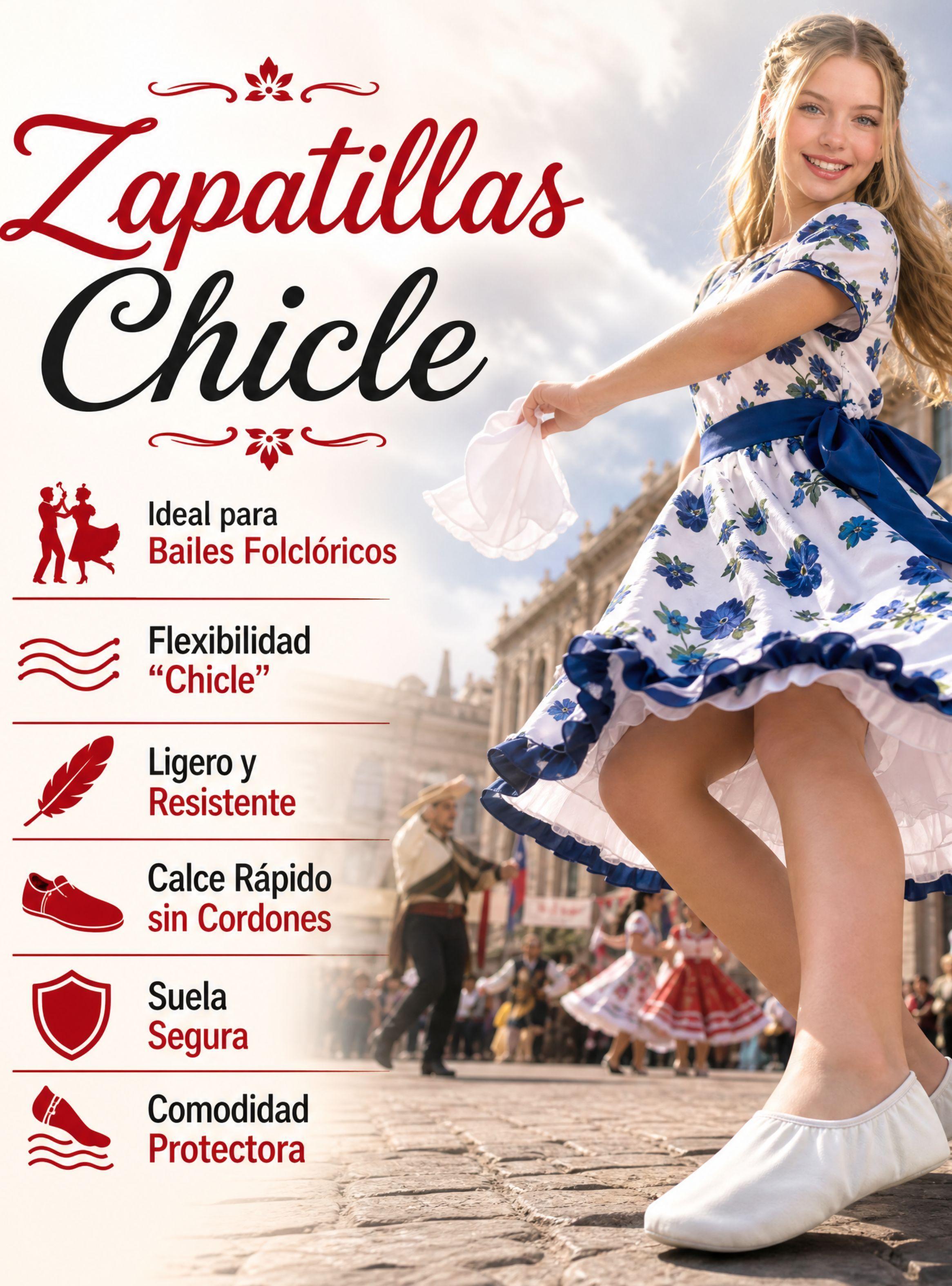 1 Par Zapatillas Chicle Blancas Juvenil de Bailes Danza Fiestas Patrias Tallas 36 37 38 39 40 41-4