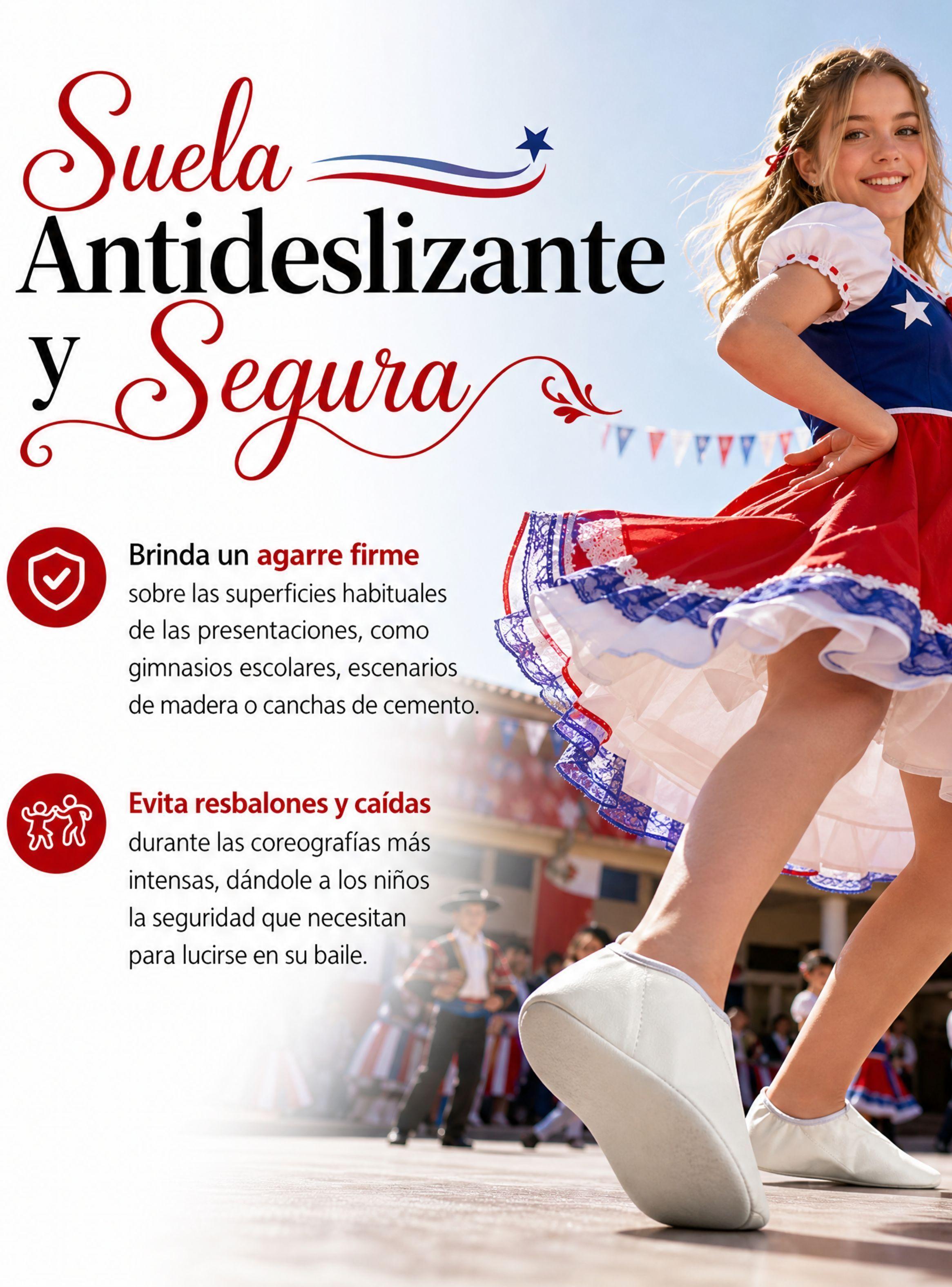 1 Par Zapatillas Chicle Blancas Juvenil de Bailes Danza Fiestas Patrias Tallas 36 37 38 39 40 41-7