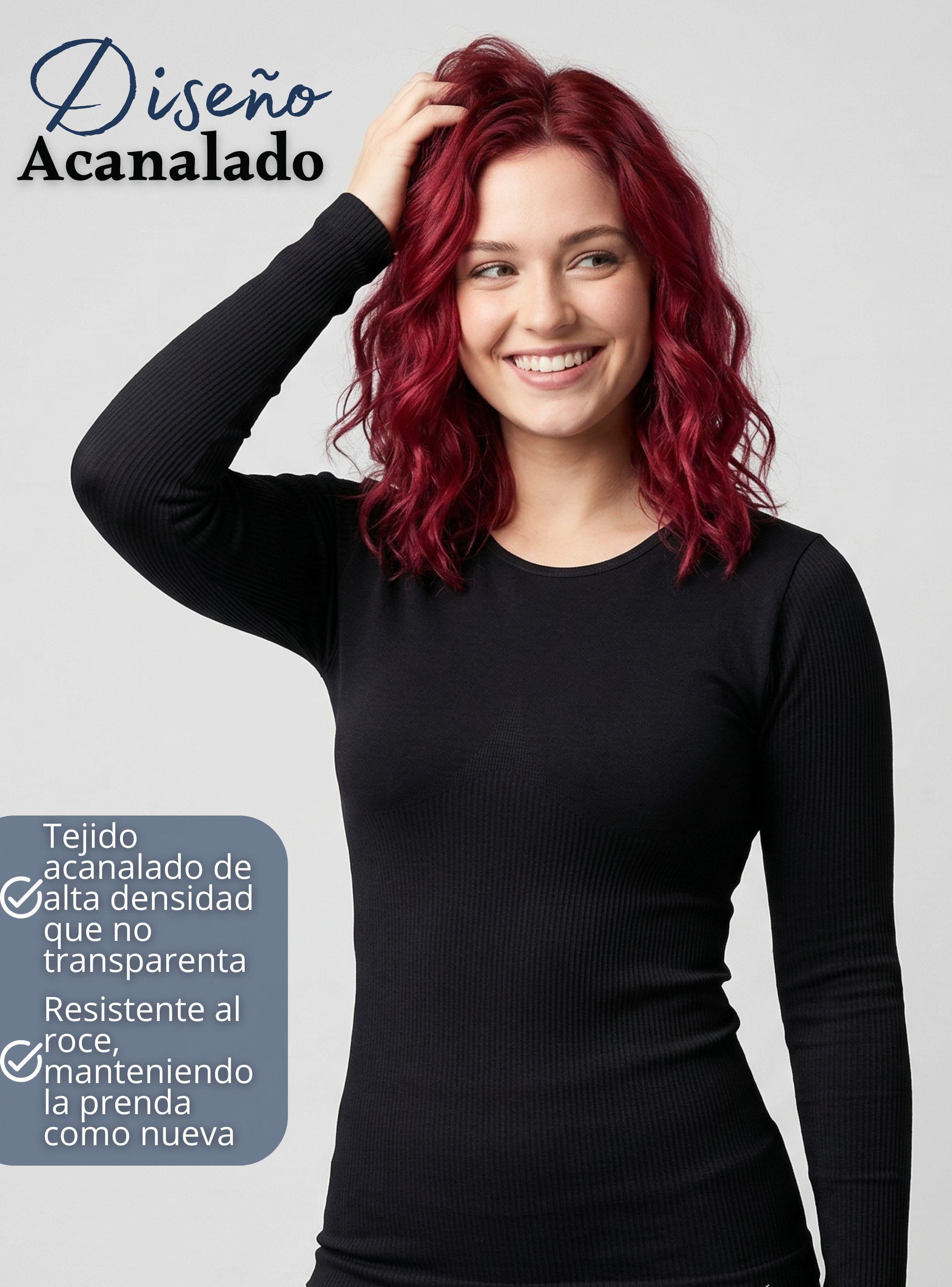 Pack 3 Camiseta Polera Polar Reductora Primera Capa Acanalada Manga Larga Colores Surtidos Mujer-4