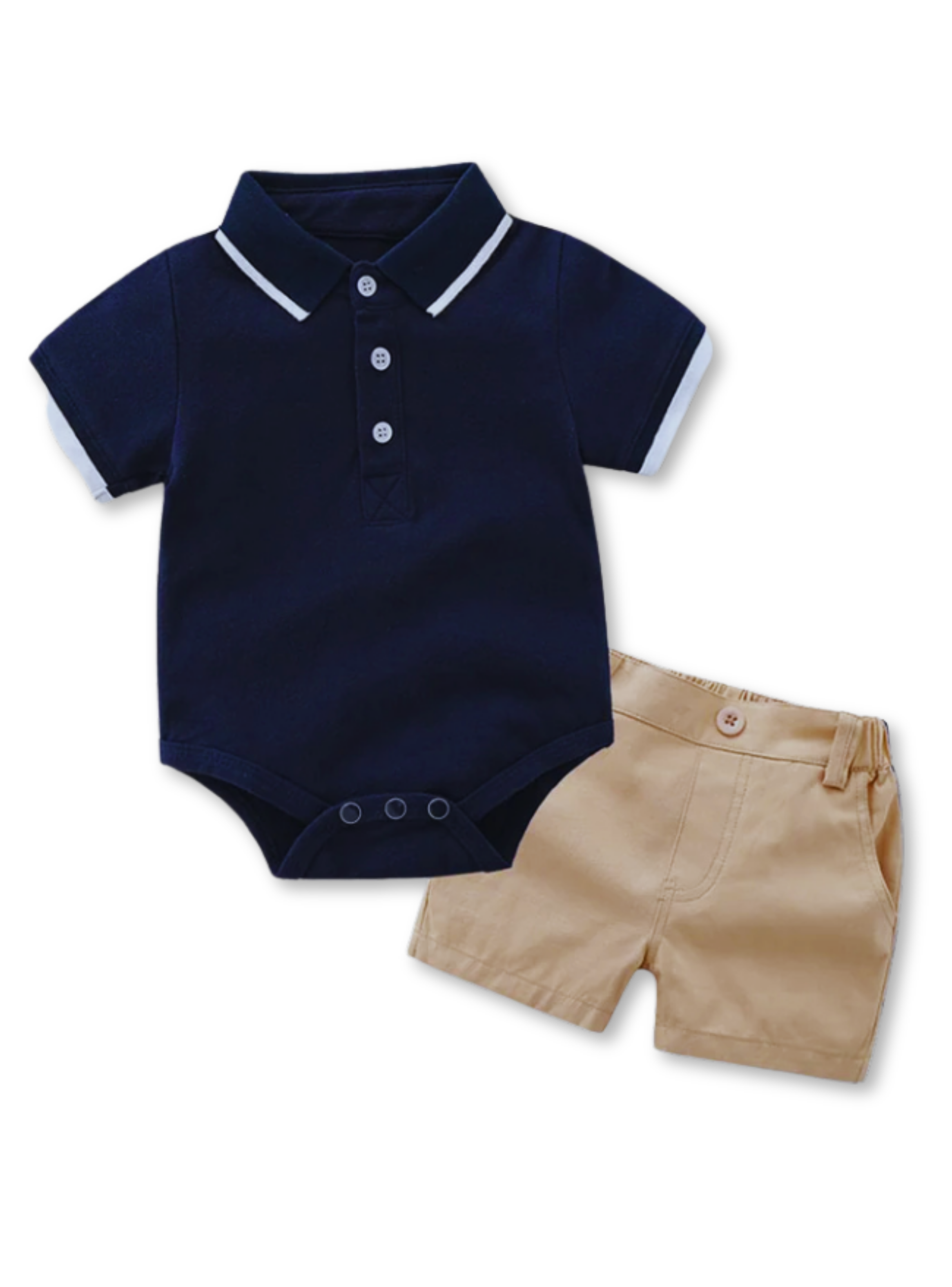 Conjunto Bebé Niño Body estilo Pique y Pantalón Corto 6 a 24 meses Dark Blue-0