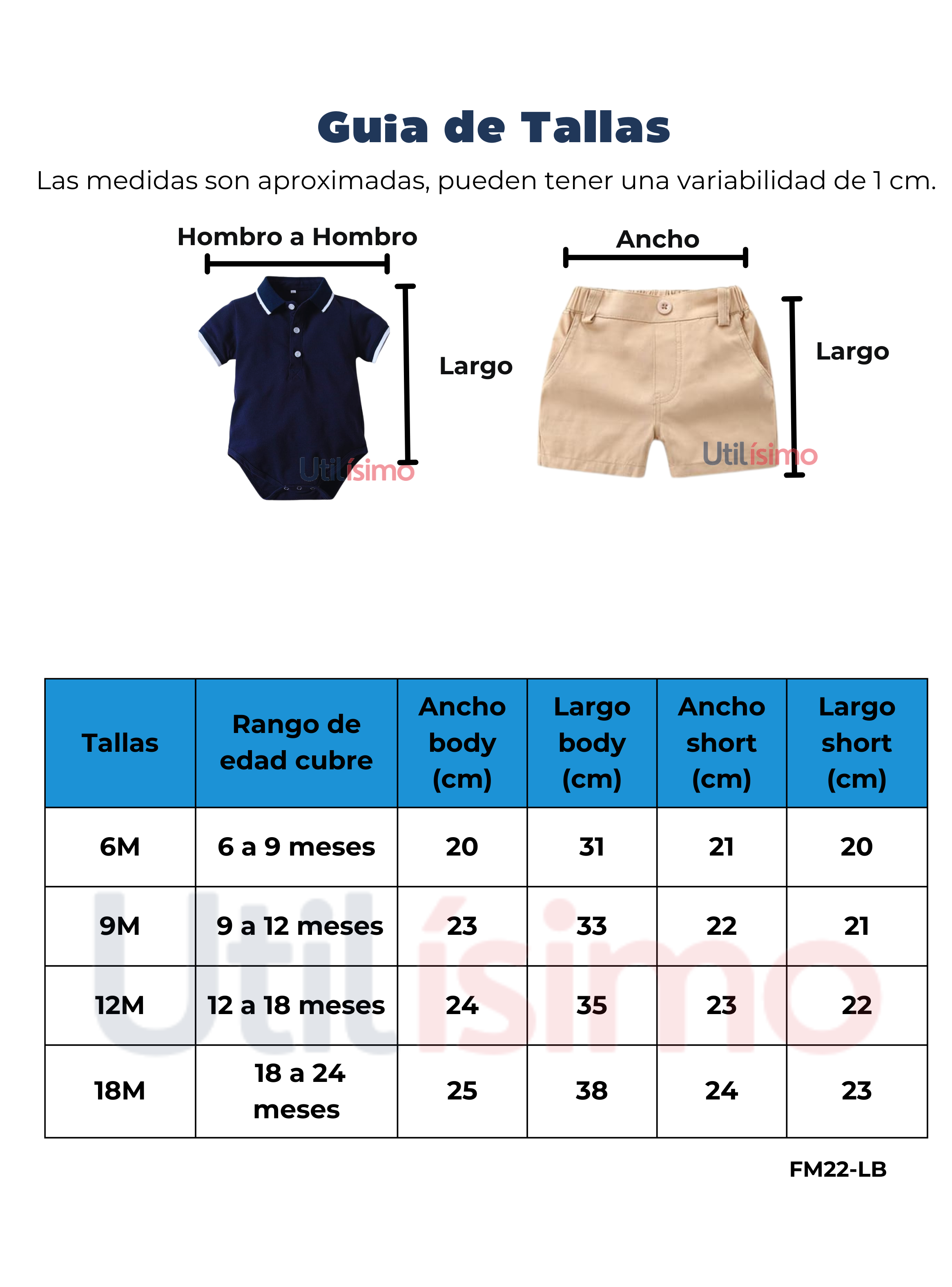 Conjunto Bebé Niño Body estilo Pique y Pantalón Corto 6 a 24 meses Dark Blue-2