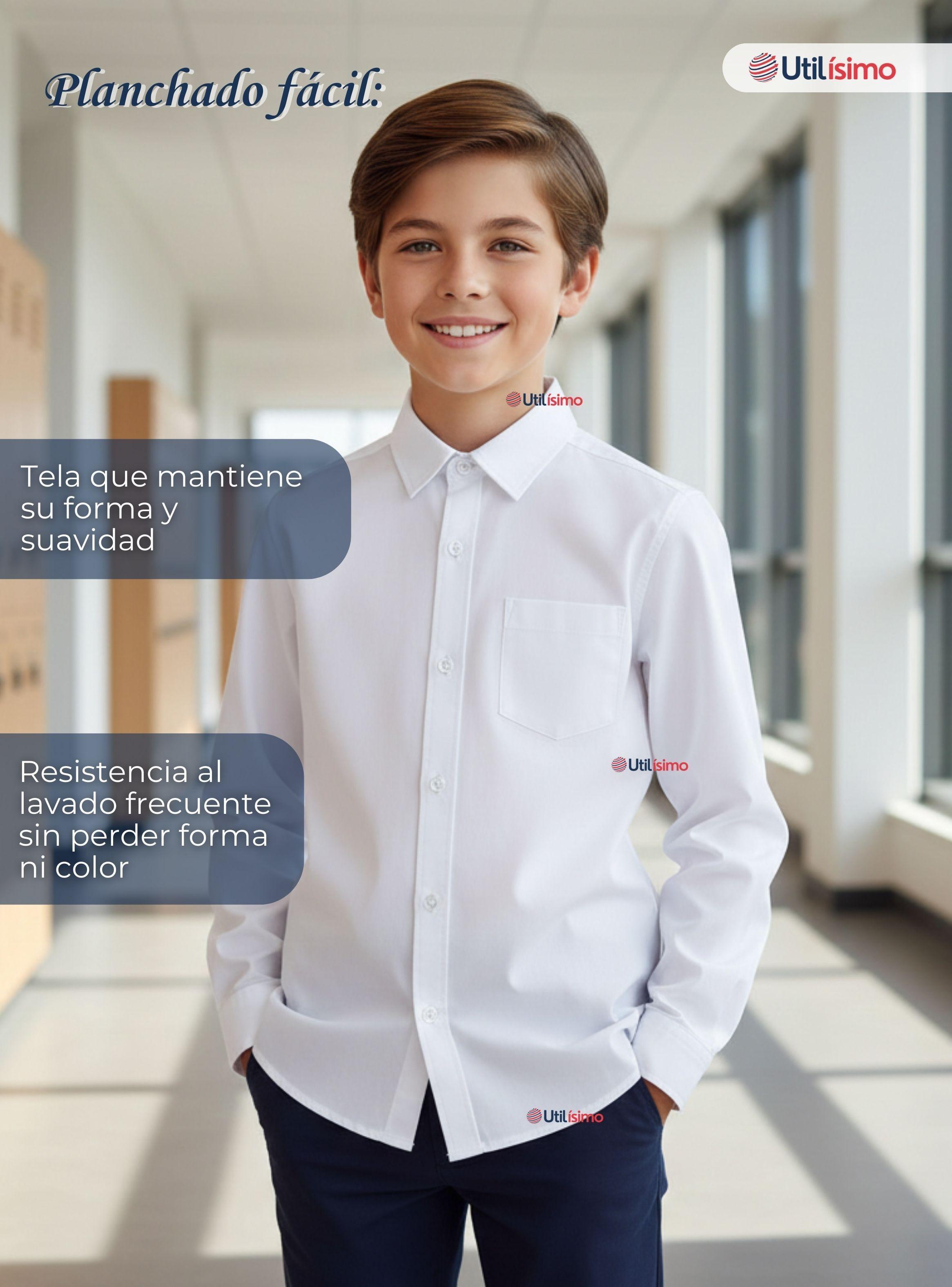 Pack 3 Camisas Escolares Blanca Manga Larga Colegio Juvenil-7