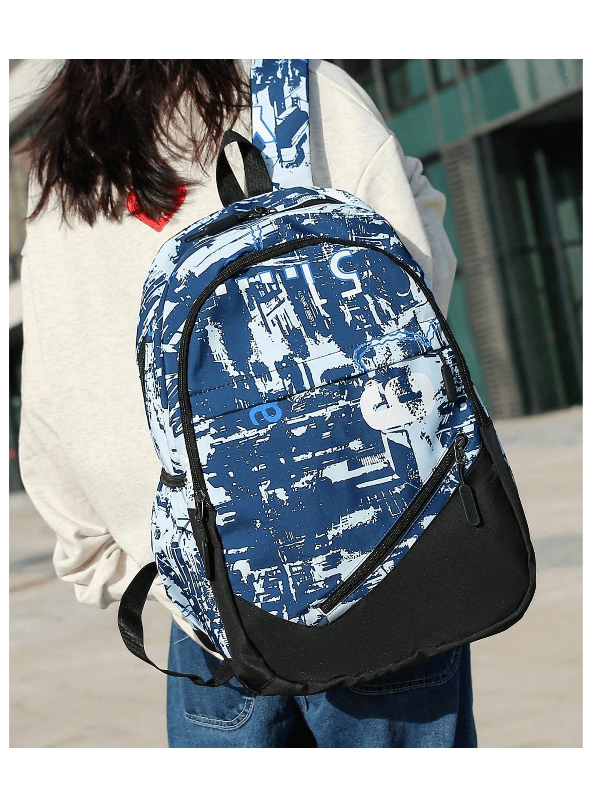 Pack Mochila Lonchera Estuche Grande 46cm Juvenil y Escolar Dark Blue-2