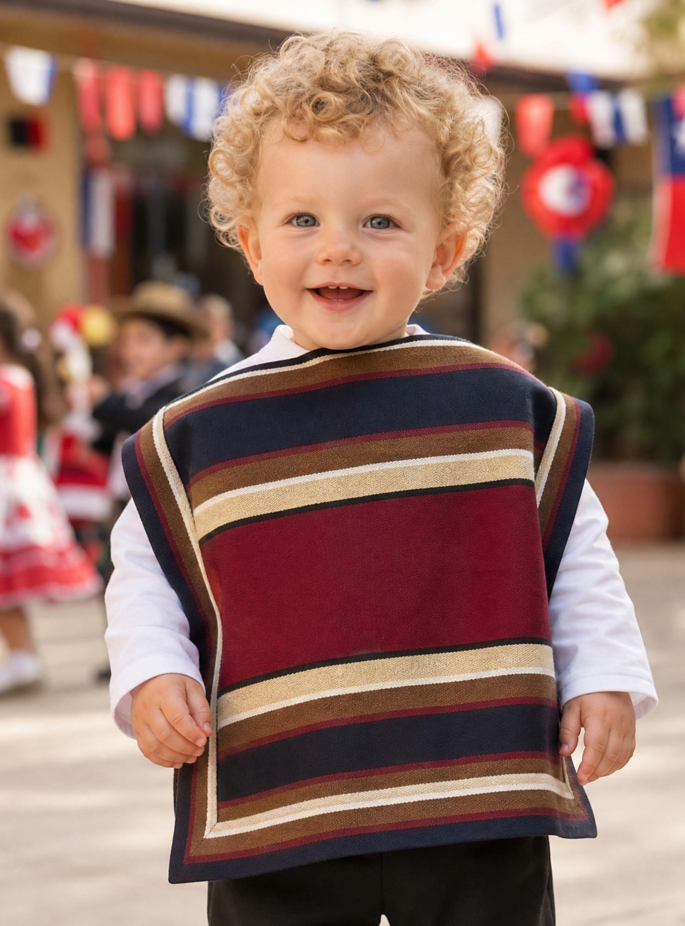 Pack 3 Ponchos Manta Huaso de Niño Baile Cueca Fiestas Patrias-0
