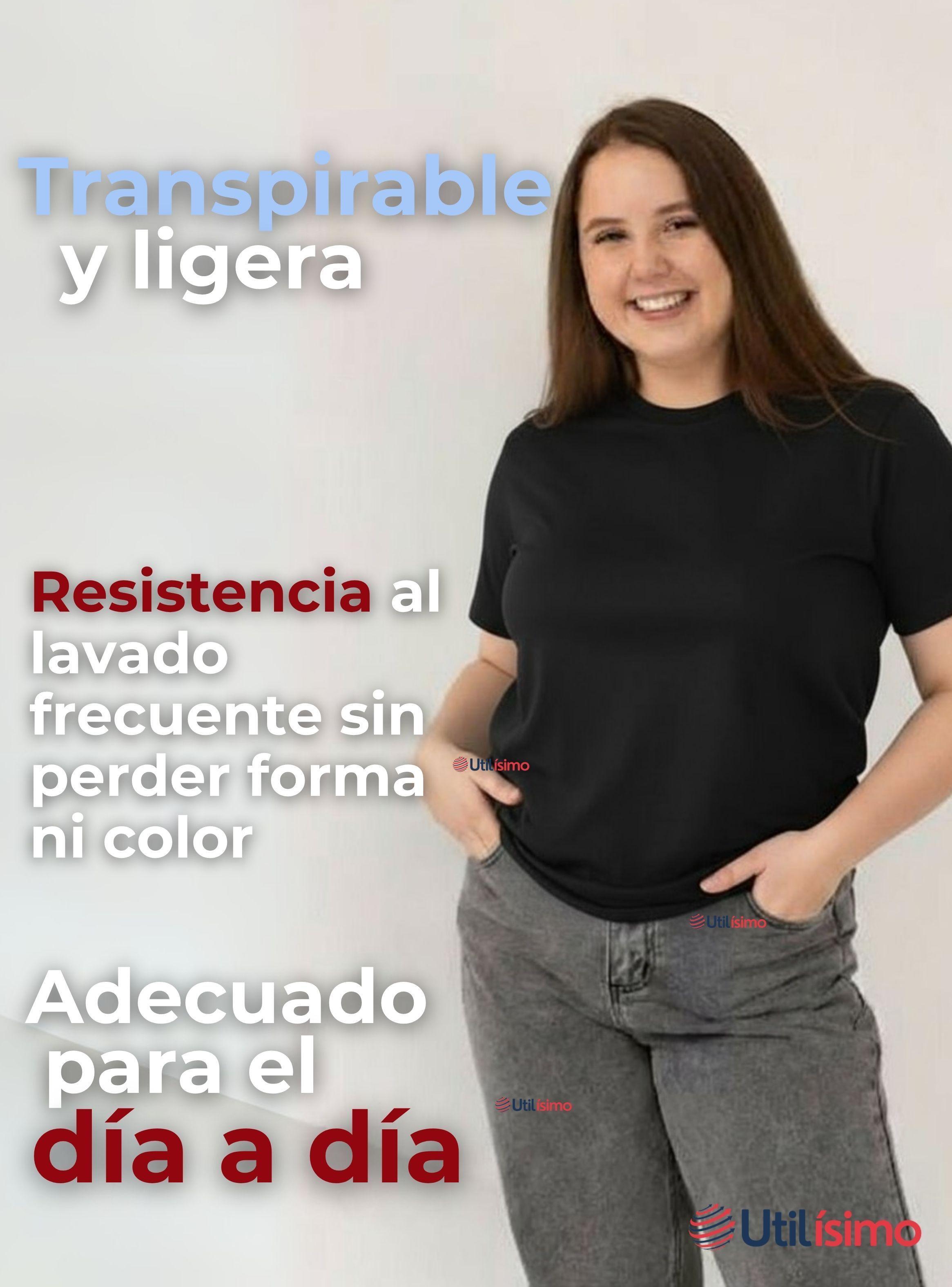 Polera Camiseta 100% Algodón Premium Manga Corta Color Negro Mujer-4